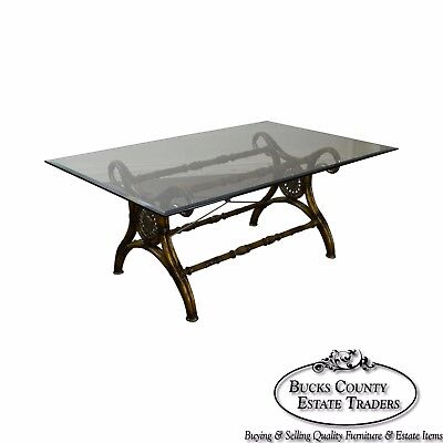 Regency Style Swan Neck X Base Glass Top Dining Table