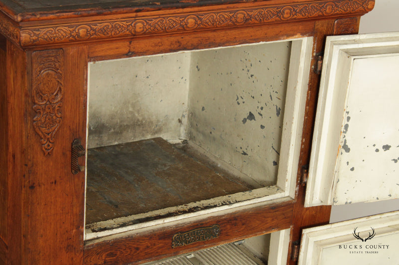 Siegel Cooper Co. Antique Monumental Oak Ice Box