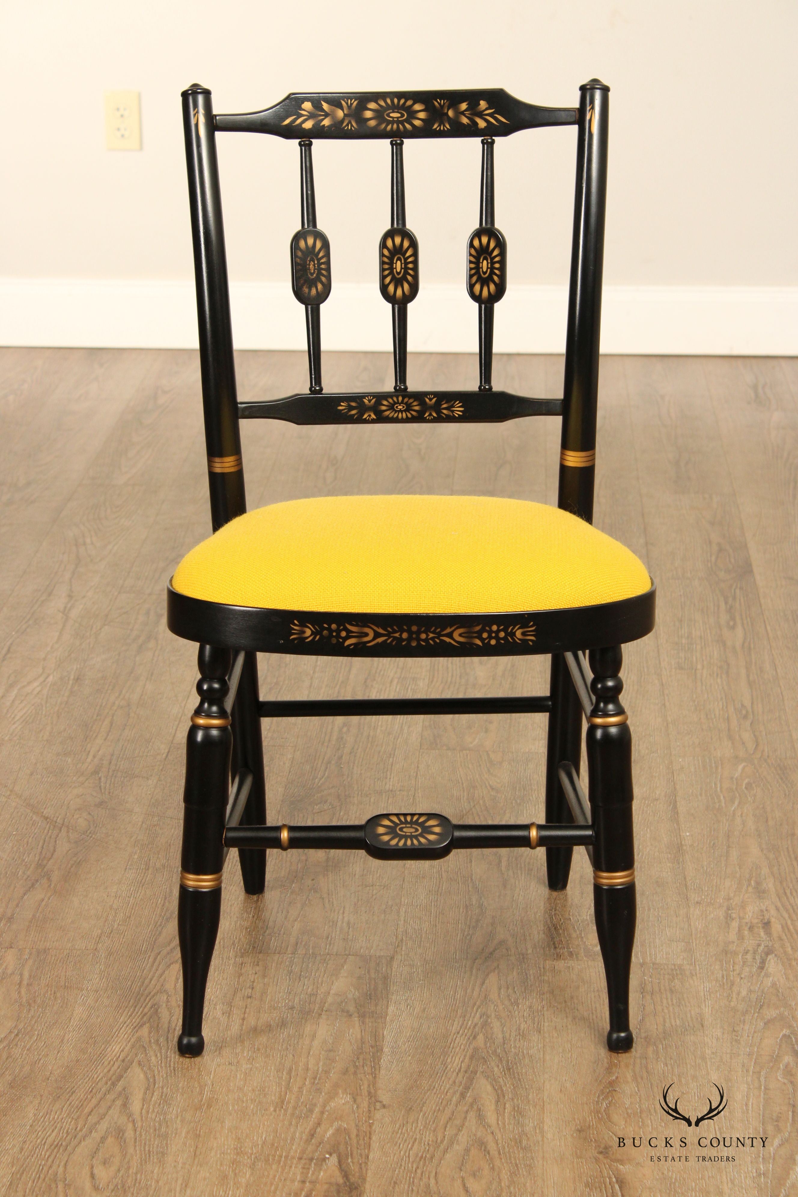 L. Hitchcock Black and Gold Stencil-Decorated Side Chair