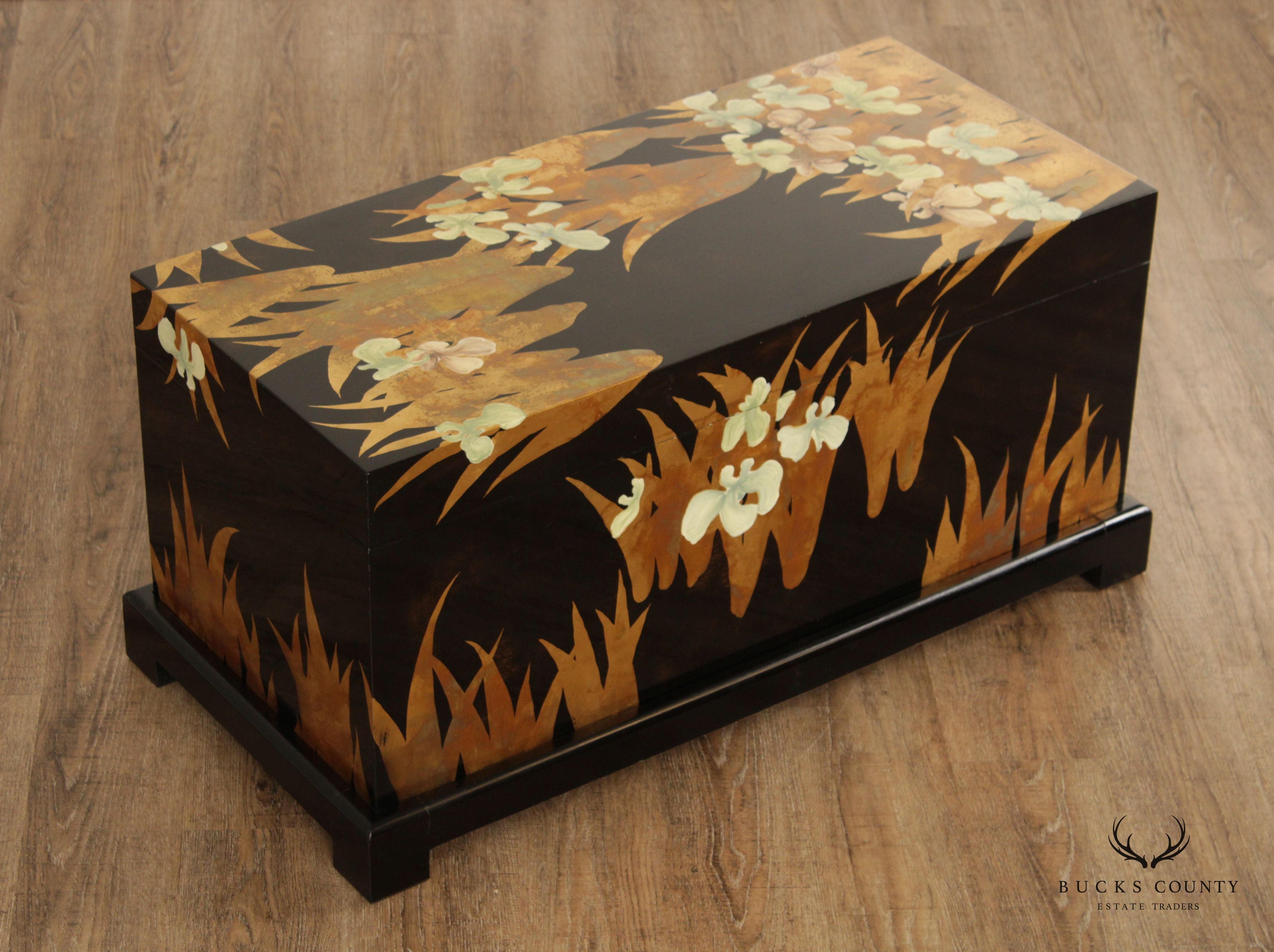 Contemporary Japanese Style Black Lacquered Blanket Chest