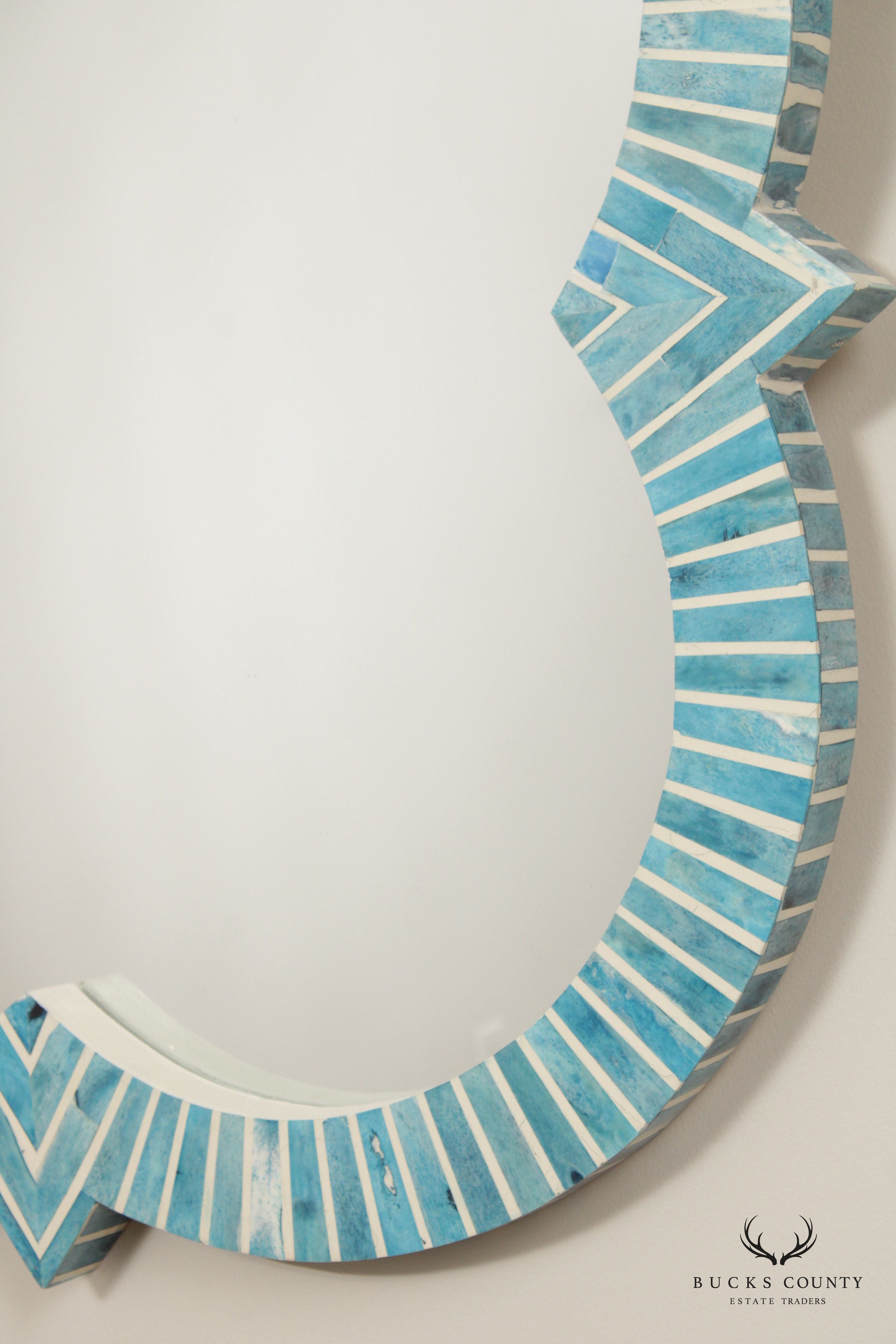 Santorini Style Faux Bone Inlaid Quatrefoil Mirror