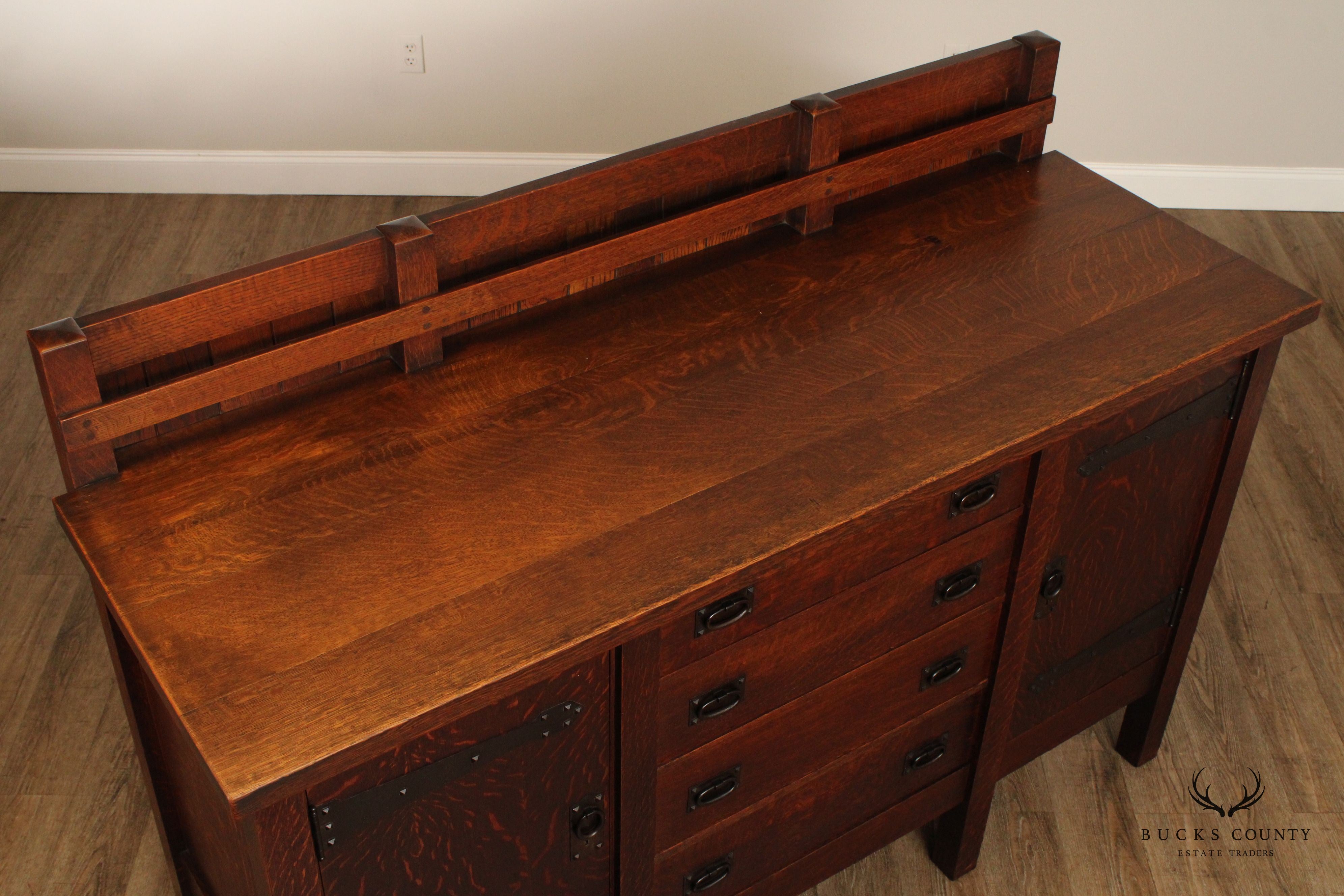 Gustav Stickley Mission Eight Leg Oak Sideboard