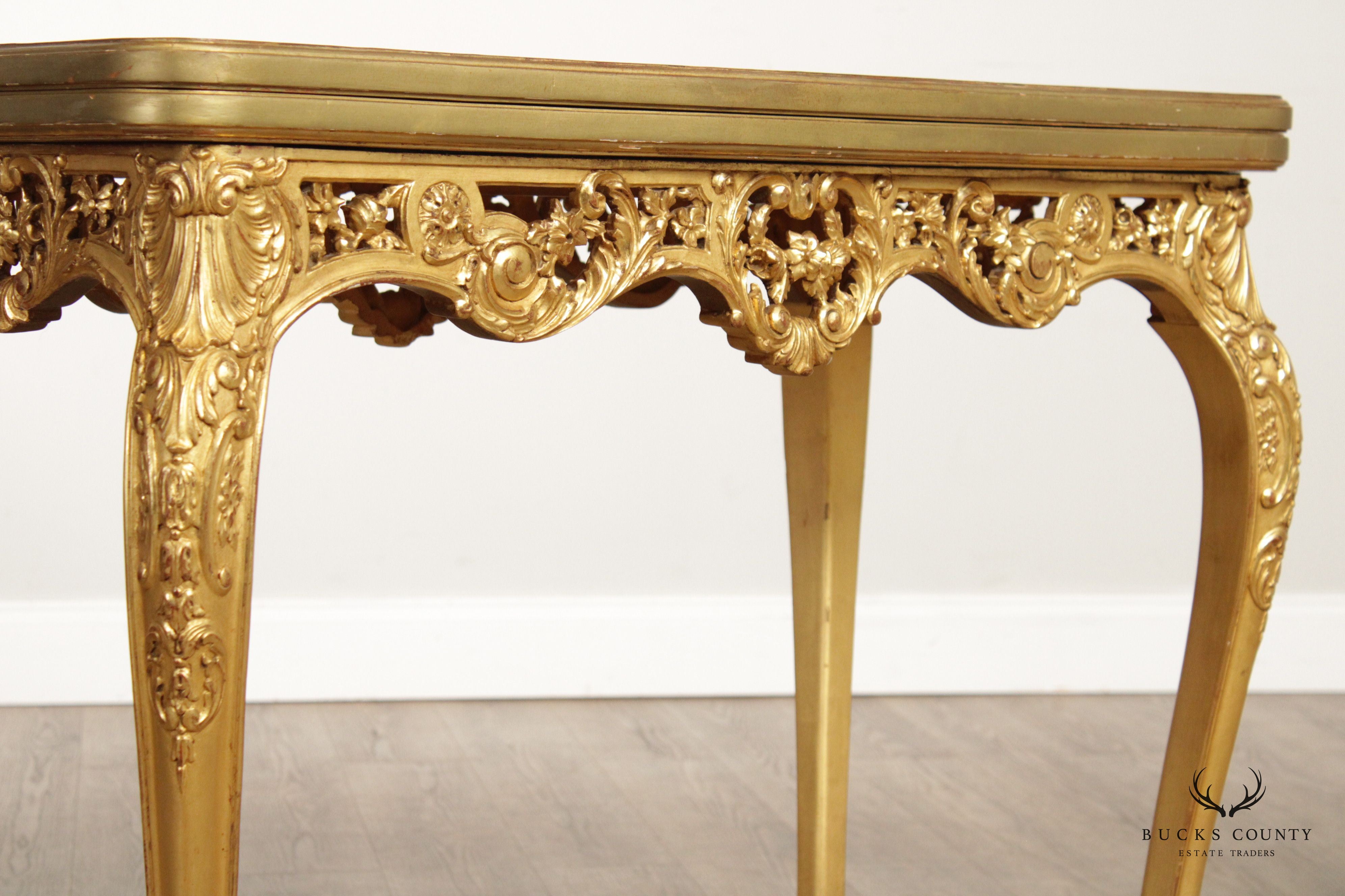 Herraiz Italian Louis XV Style Pair Giltwood Game Tables