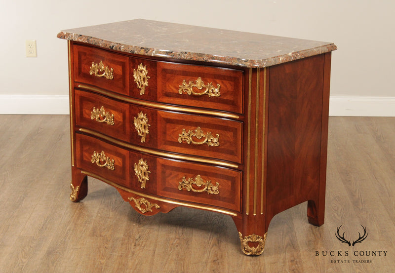 E J Victor French Louis XV Style Marble Top Commode Chest