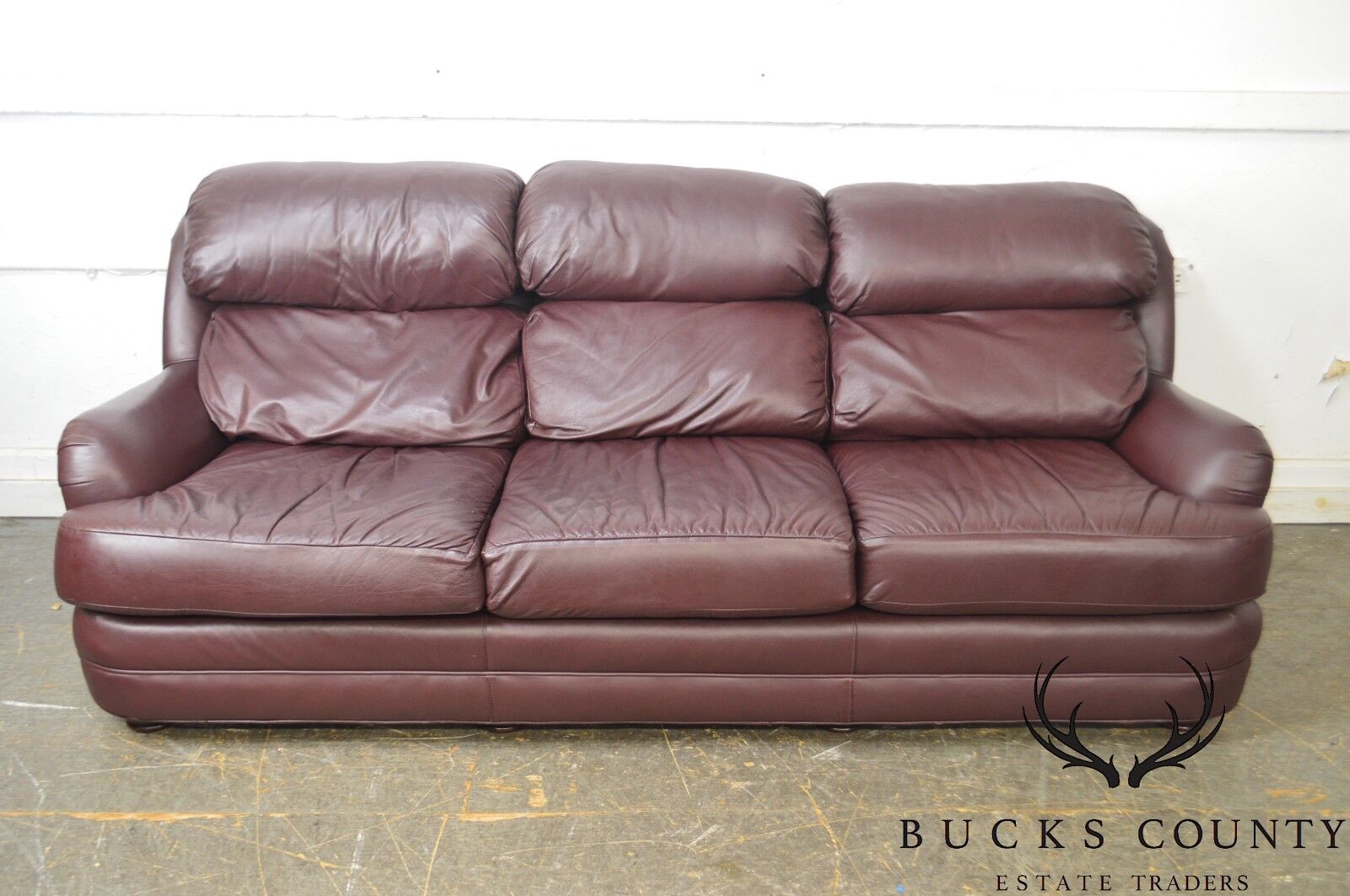 Classic Quality Leather Plum Sofa