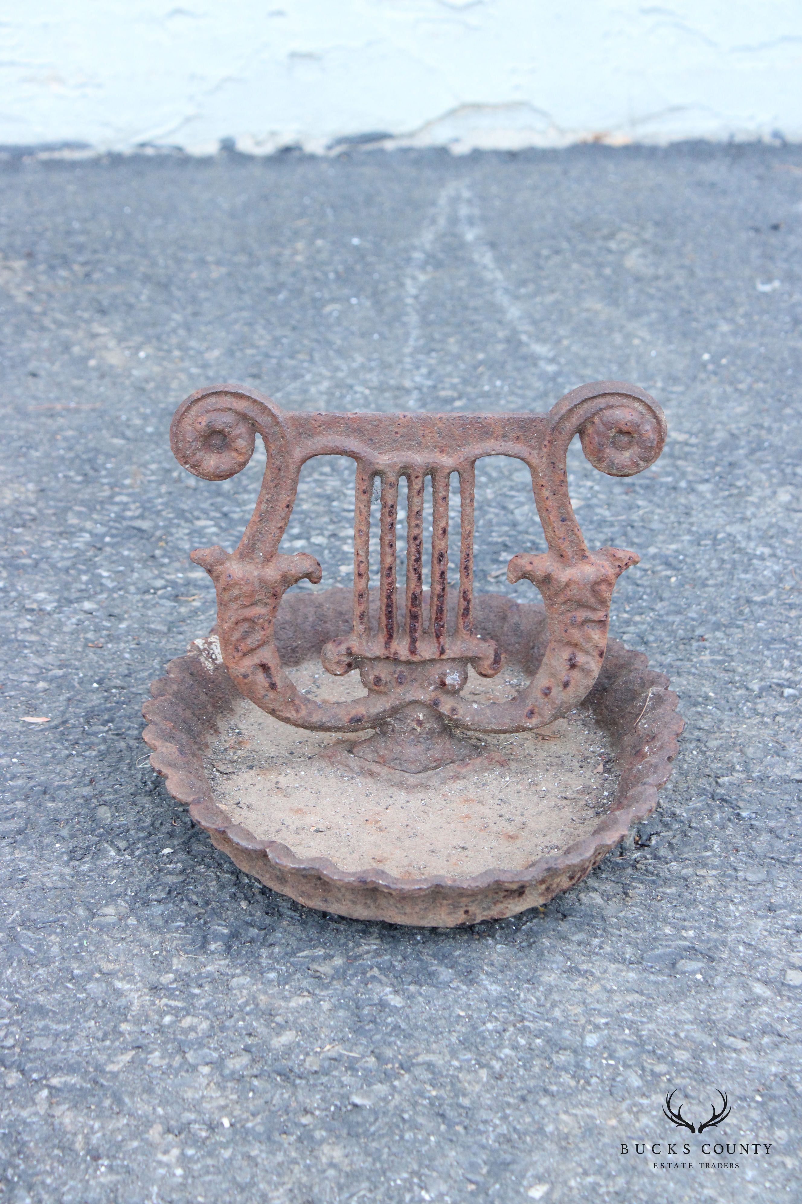 Antique Victorian Cast Iron Lyre Form Boot Scraper