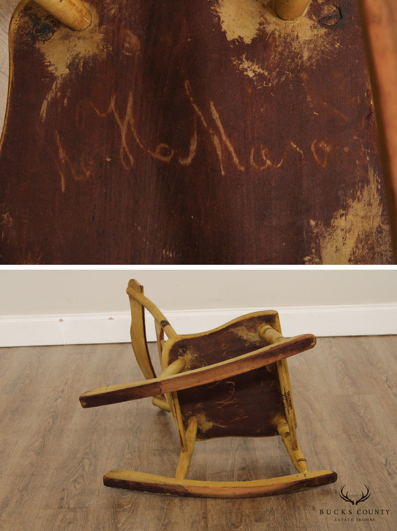 Antique 19tth Century Hand Painted Childs Rocking Chair