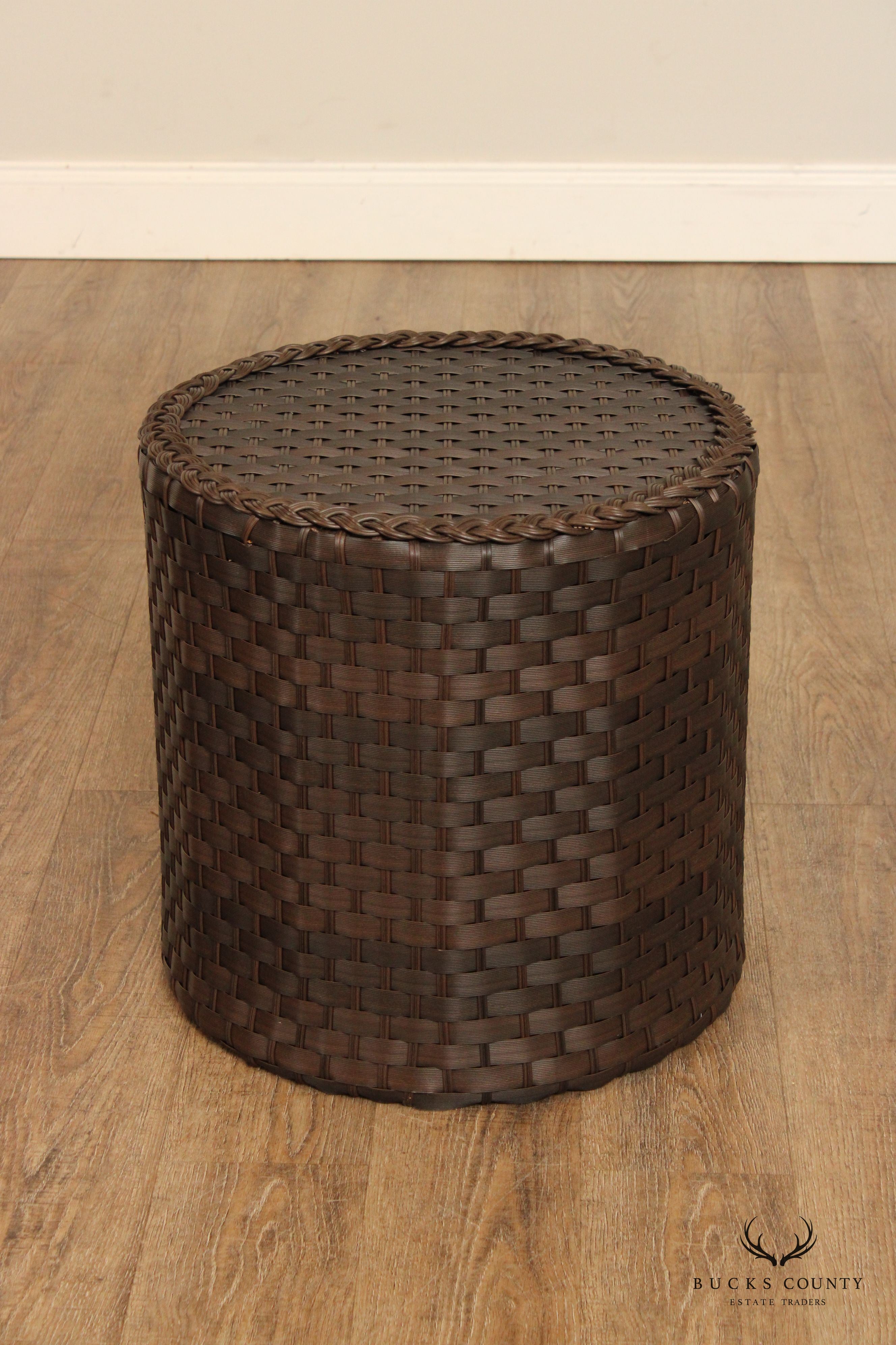 Pair of Outdoor Wicker Patio Stools or Tables