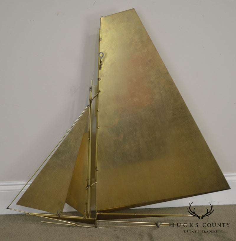 Curtis Jere Large Brass Wall Sculpture of Sailboat