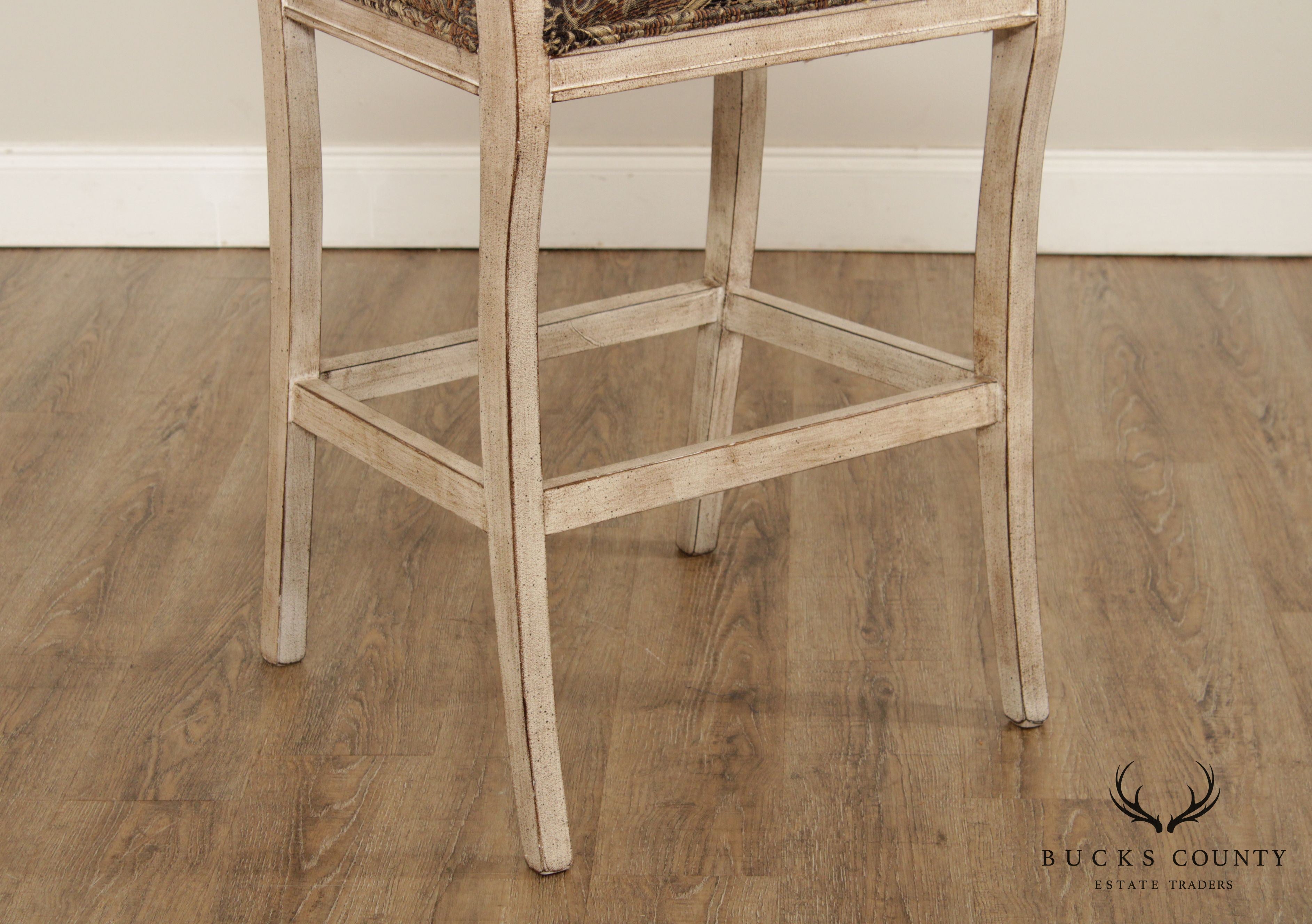 Empire Style Quality Pair of Painted Bar Stools