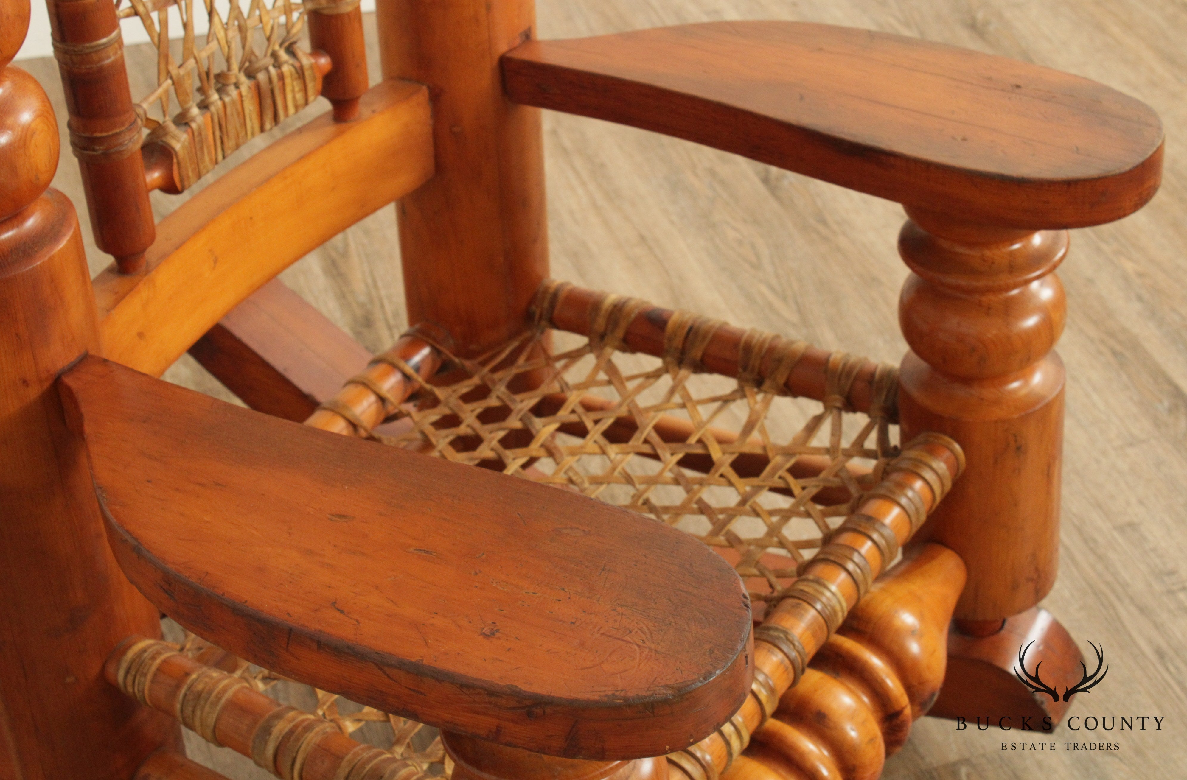 Antique Rustic Adirondack Style Large Pine Rocker