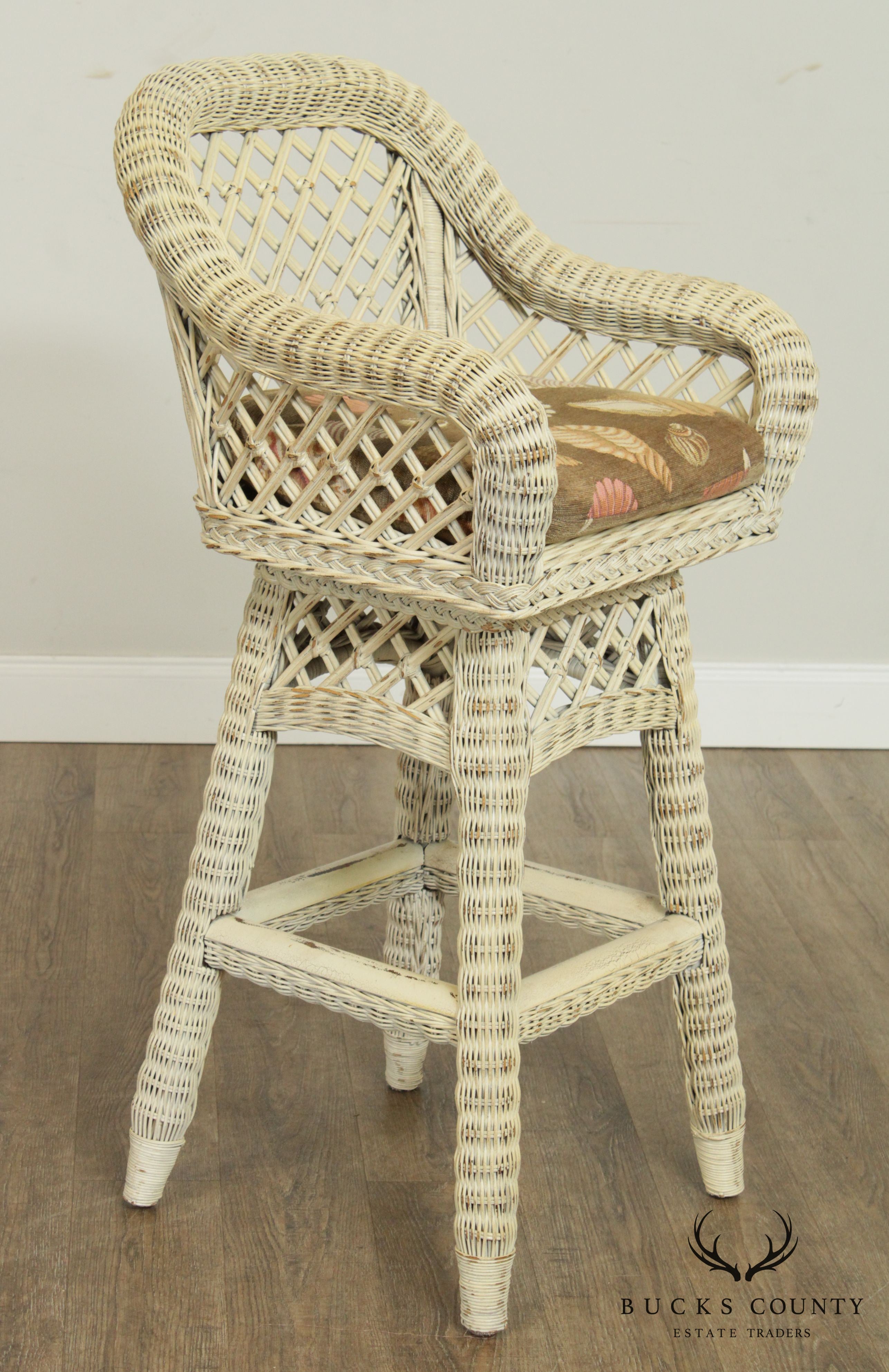 Lexington Pair Wicker Swivel Bar Stools