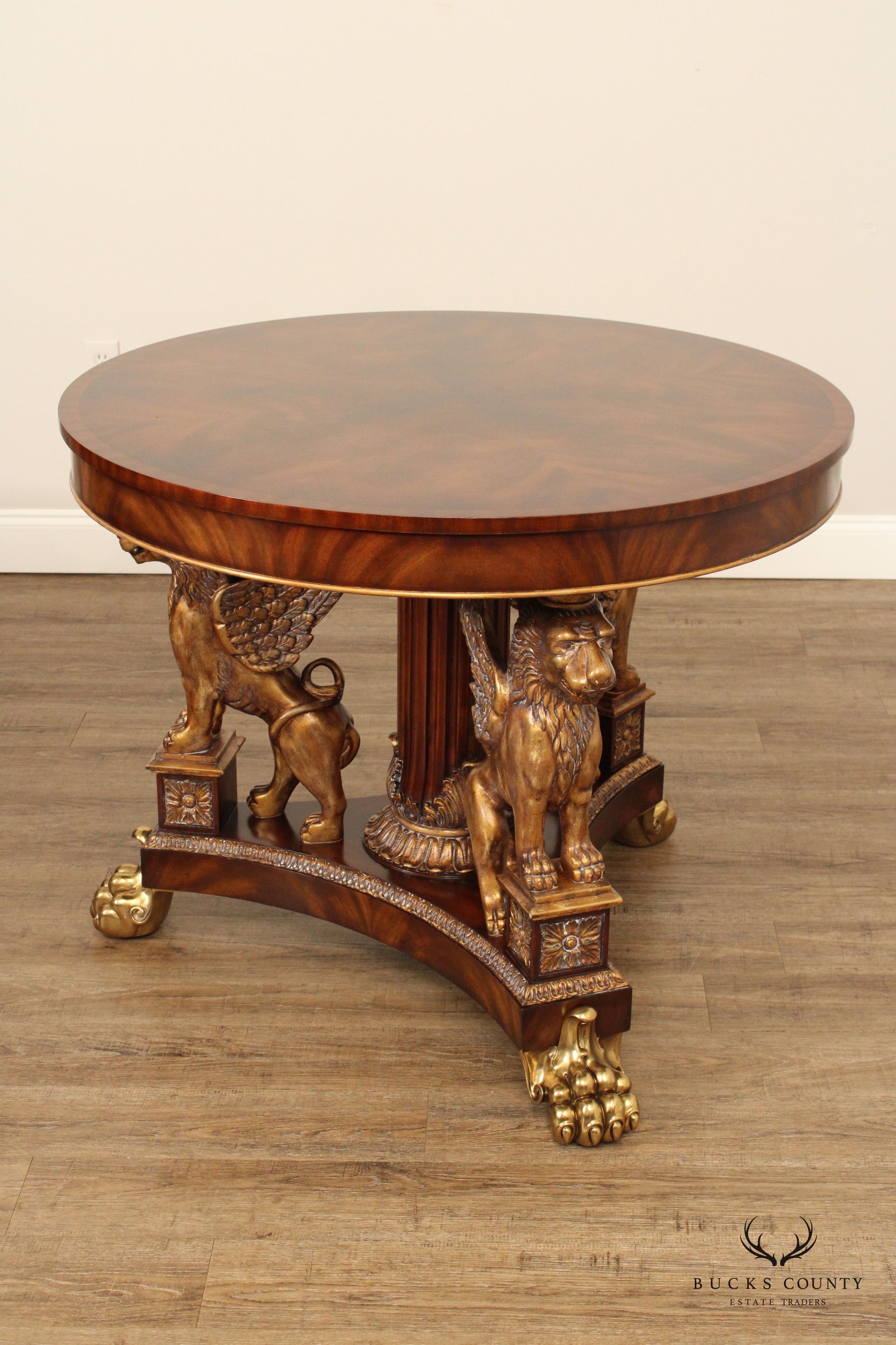 Maitland Smith French Empire Style Partial Gilt Mahogany Center Table
