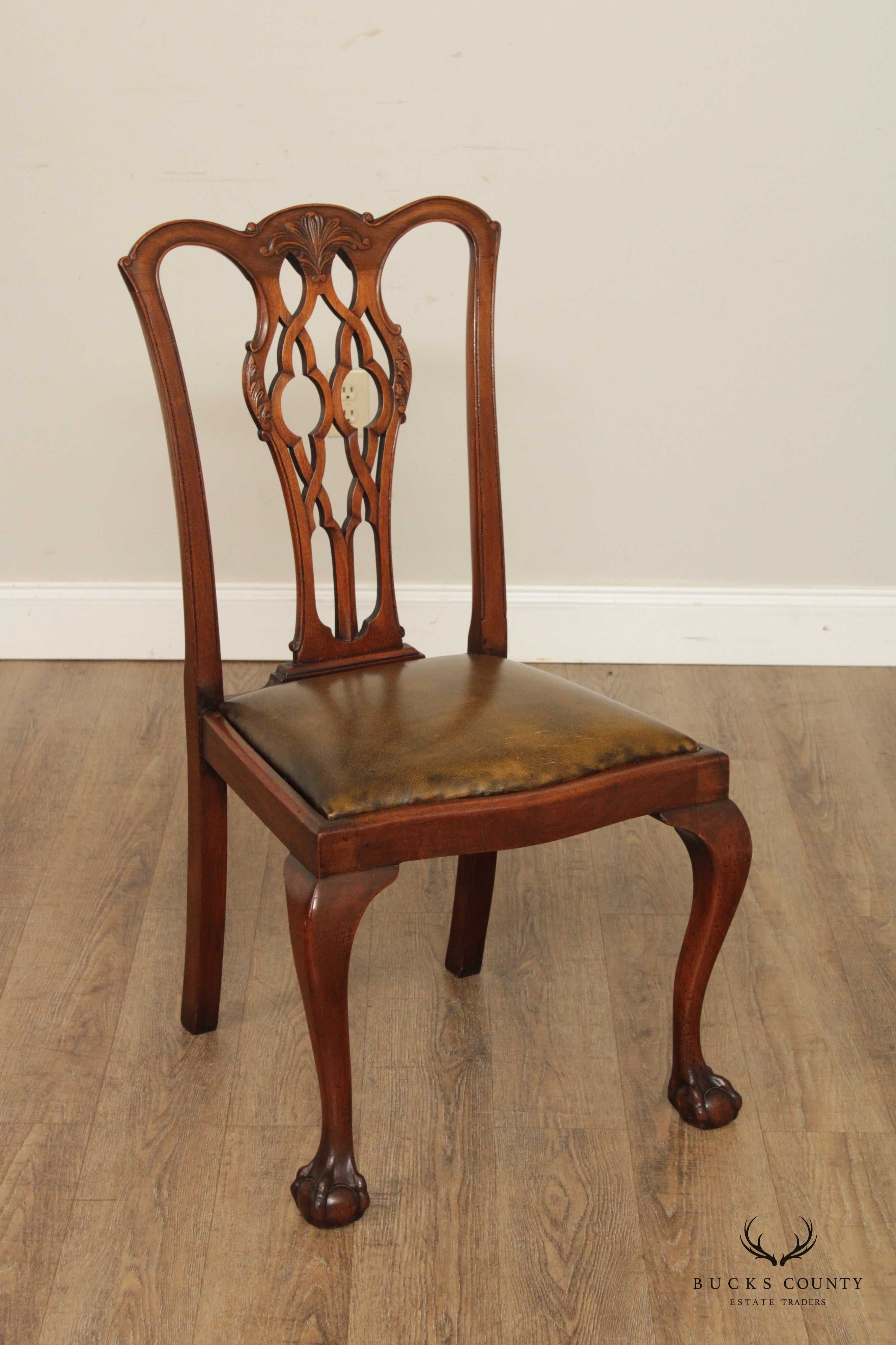 Chippendale Style Set Four Mahogany Ball and Claw Dining Chairs