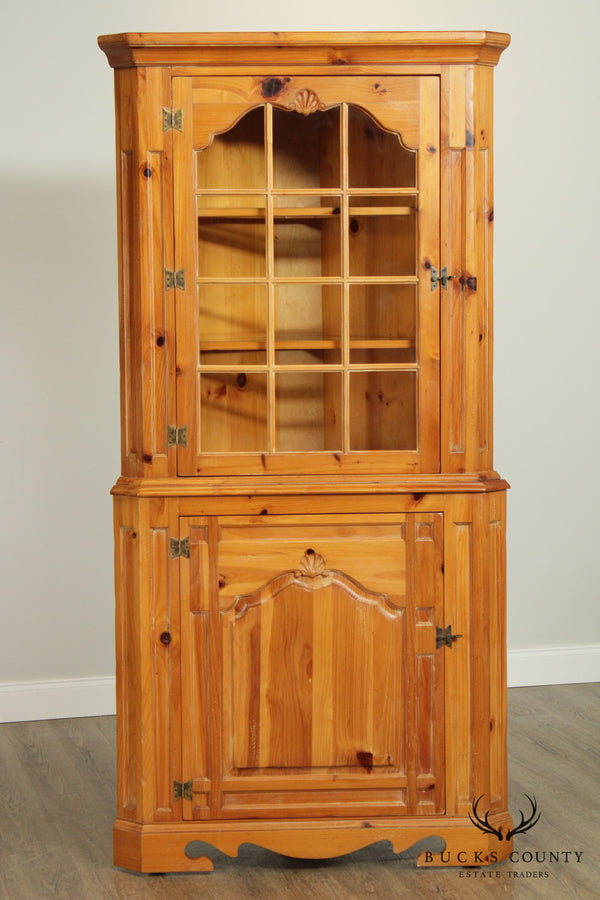 Thomasville Country French Style Vintage Pine Corner Cabinet