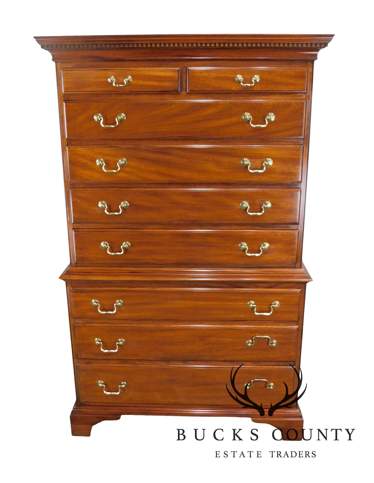 Henkel Harris Chippendale Style # 164 Mahogany High Chest on Chest