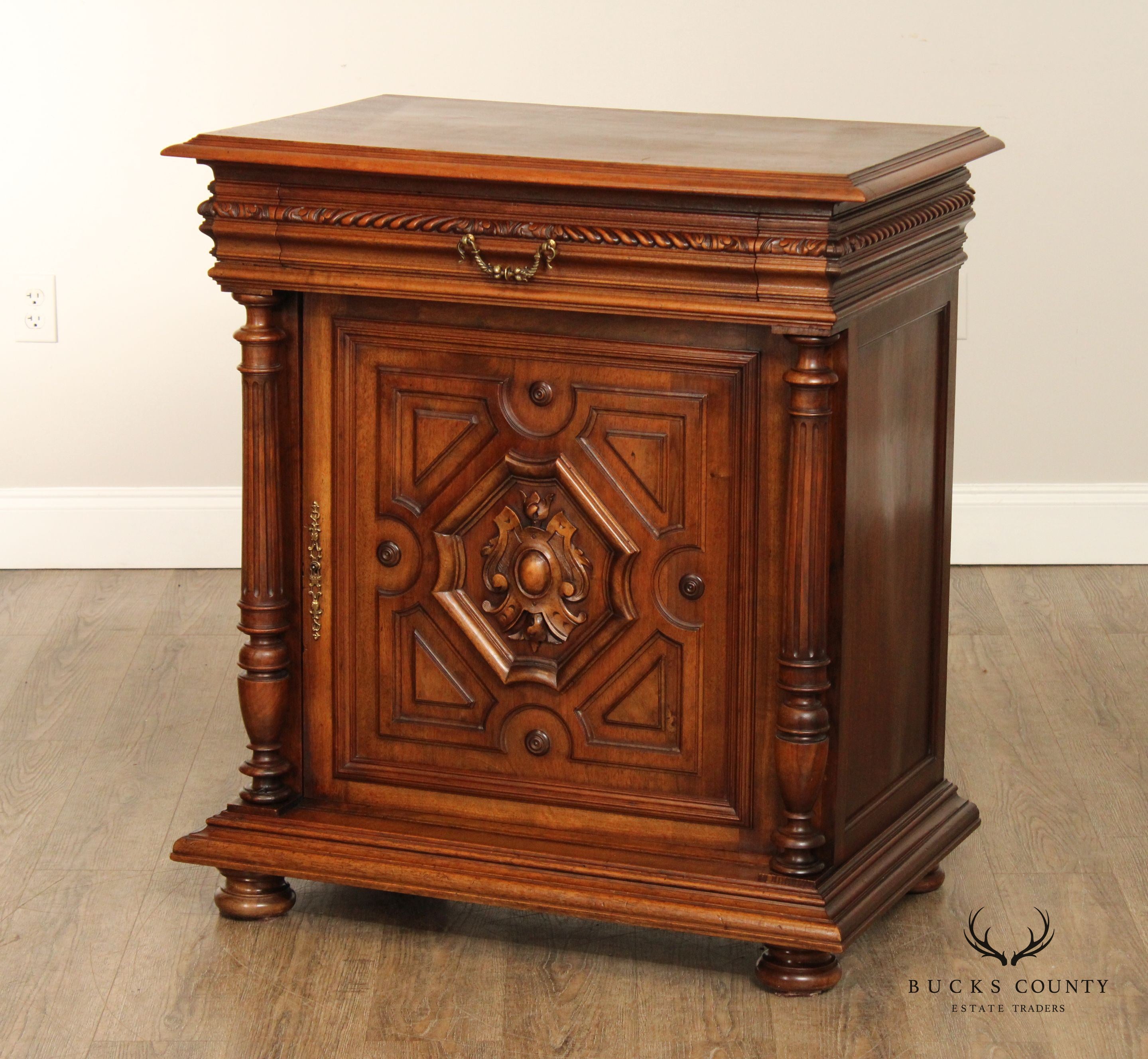 French Style Carved Walnut Confiturier Cabinet