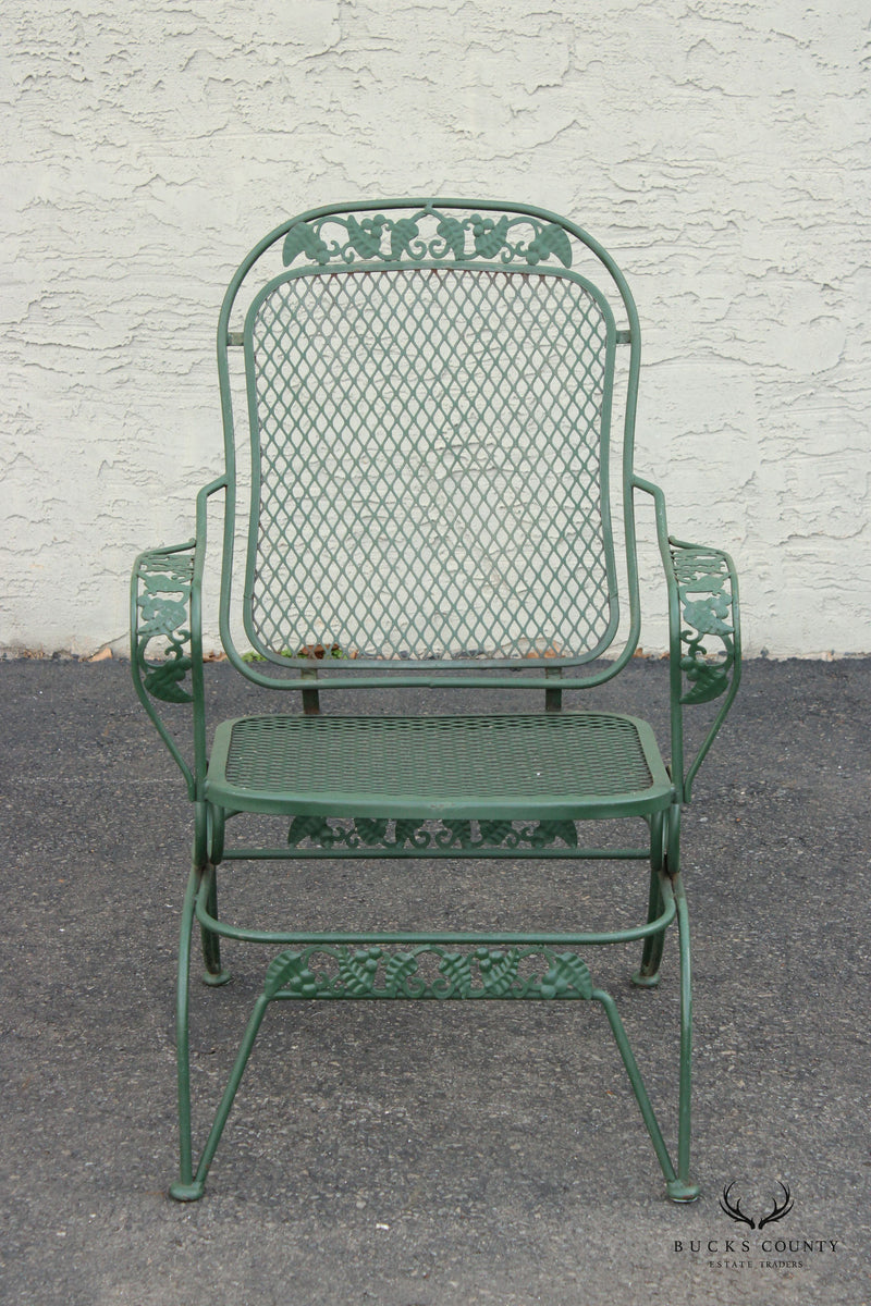 Vintage Wrought Iron Set Four Outdoor Patio Spring Chairs