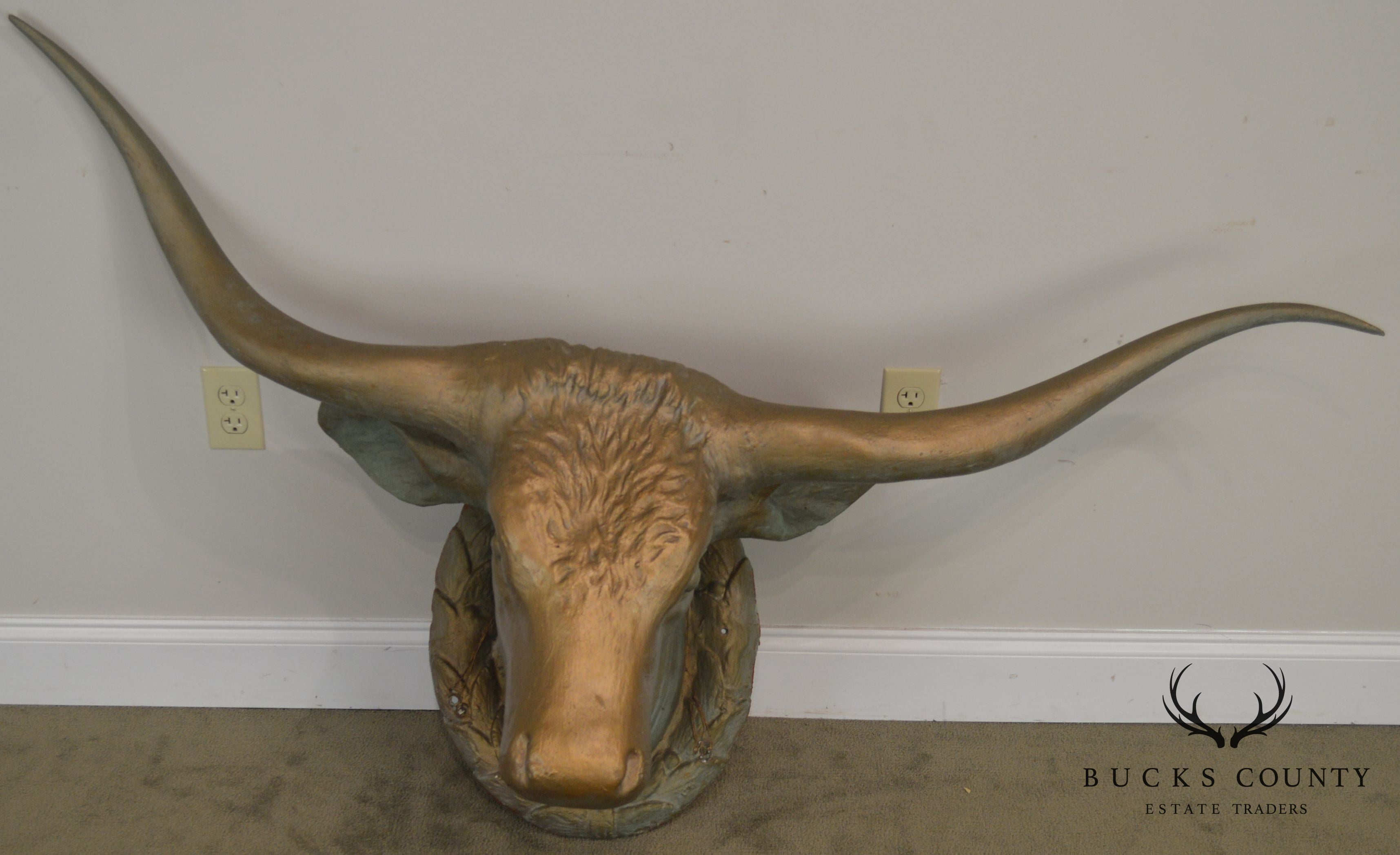 1960's Vintage Life Size Fiberglass Bull Head Wall Mount