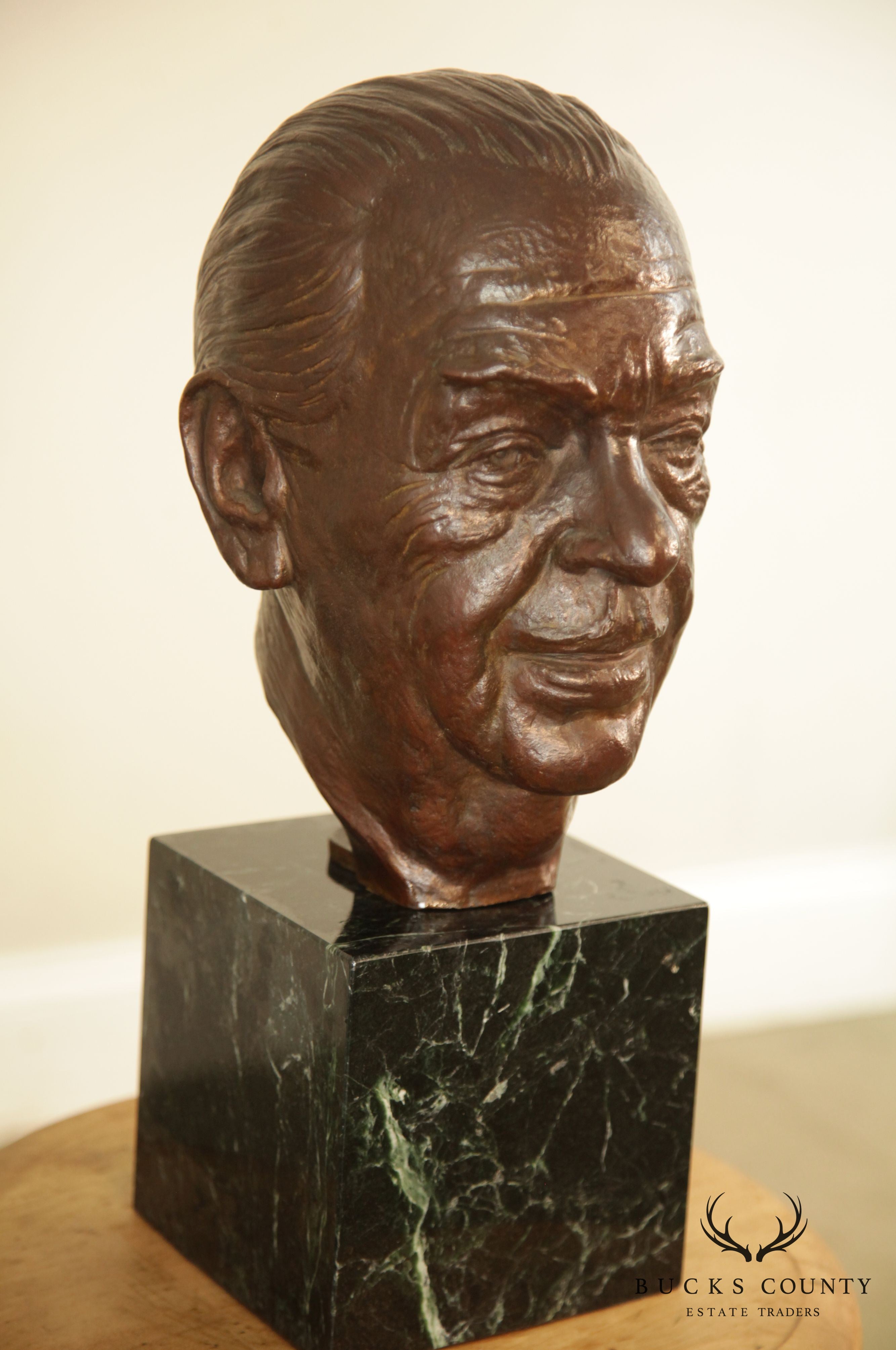 Lawrence Ludtke 1980s Bronze Male Bust Portrait