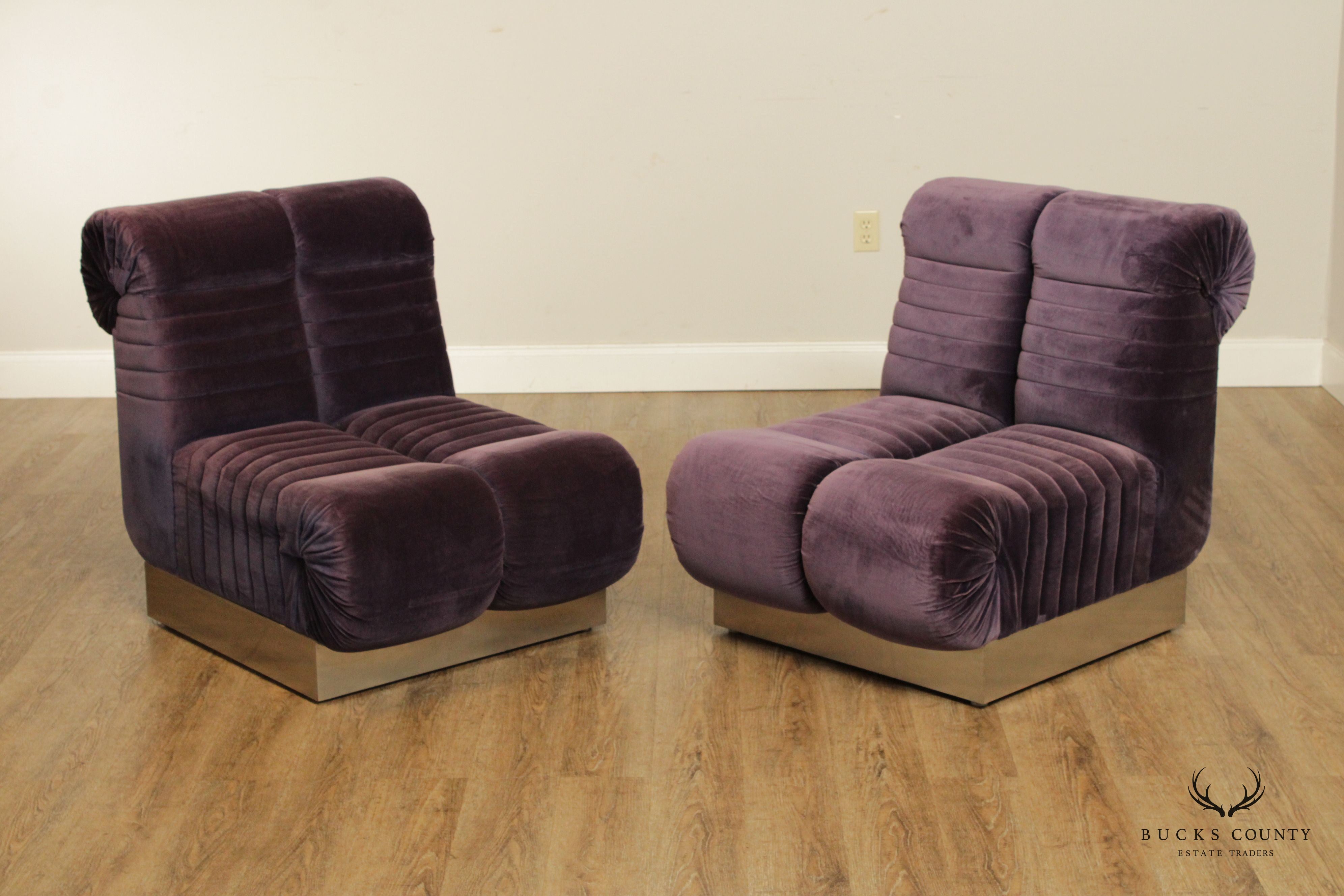 Edward Axel Roffman 1970s Modern Pair Slipper Lounge Chairs