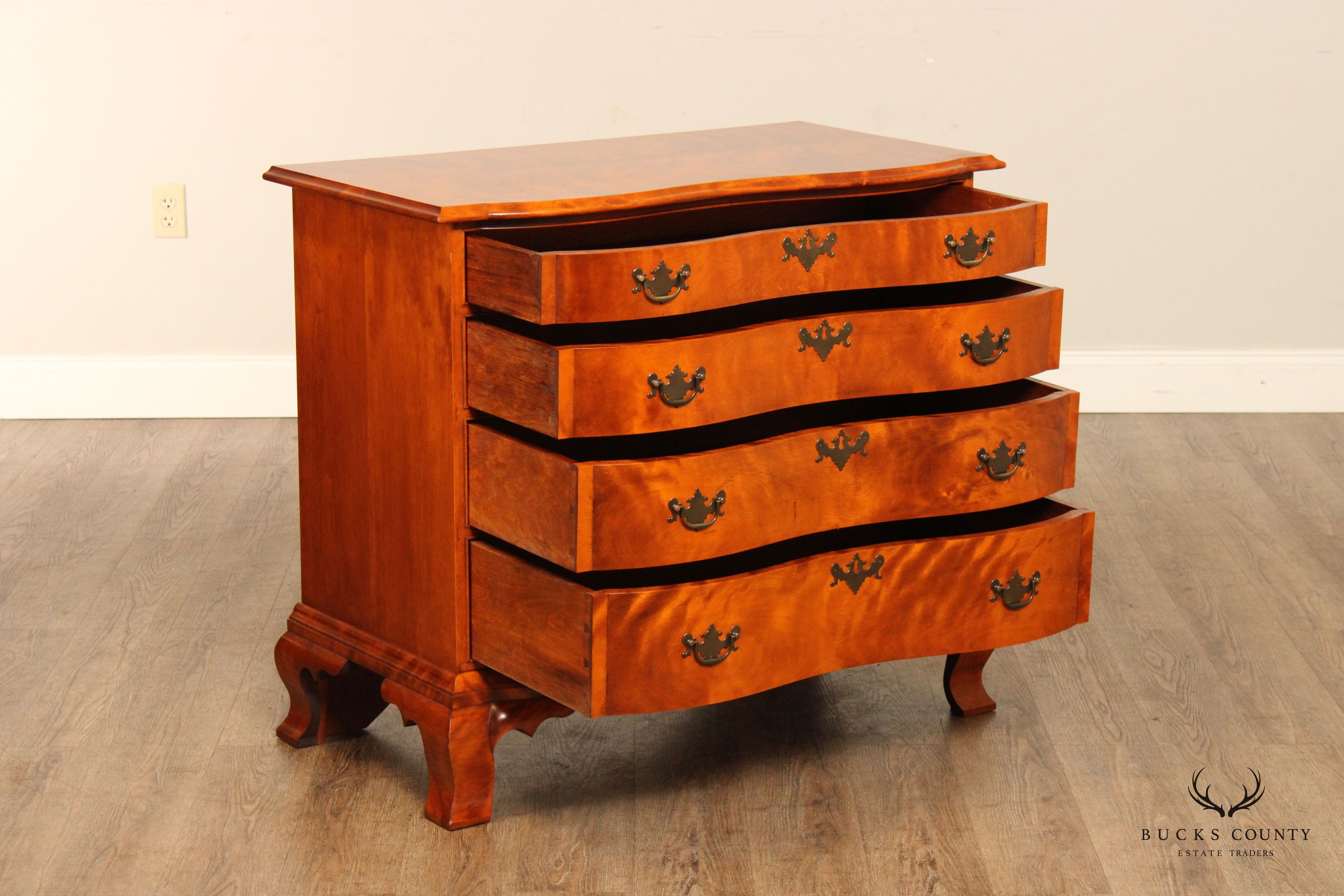 The Federalist Hand Crafted Flame Birch Oxbow Chest of Drawers