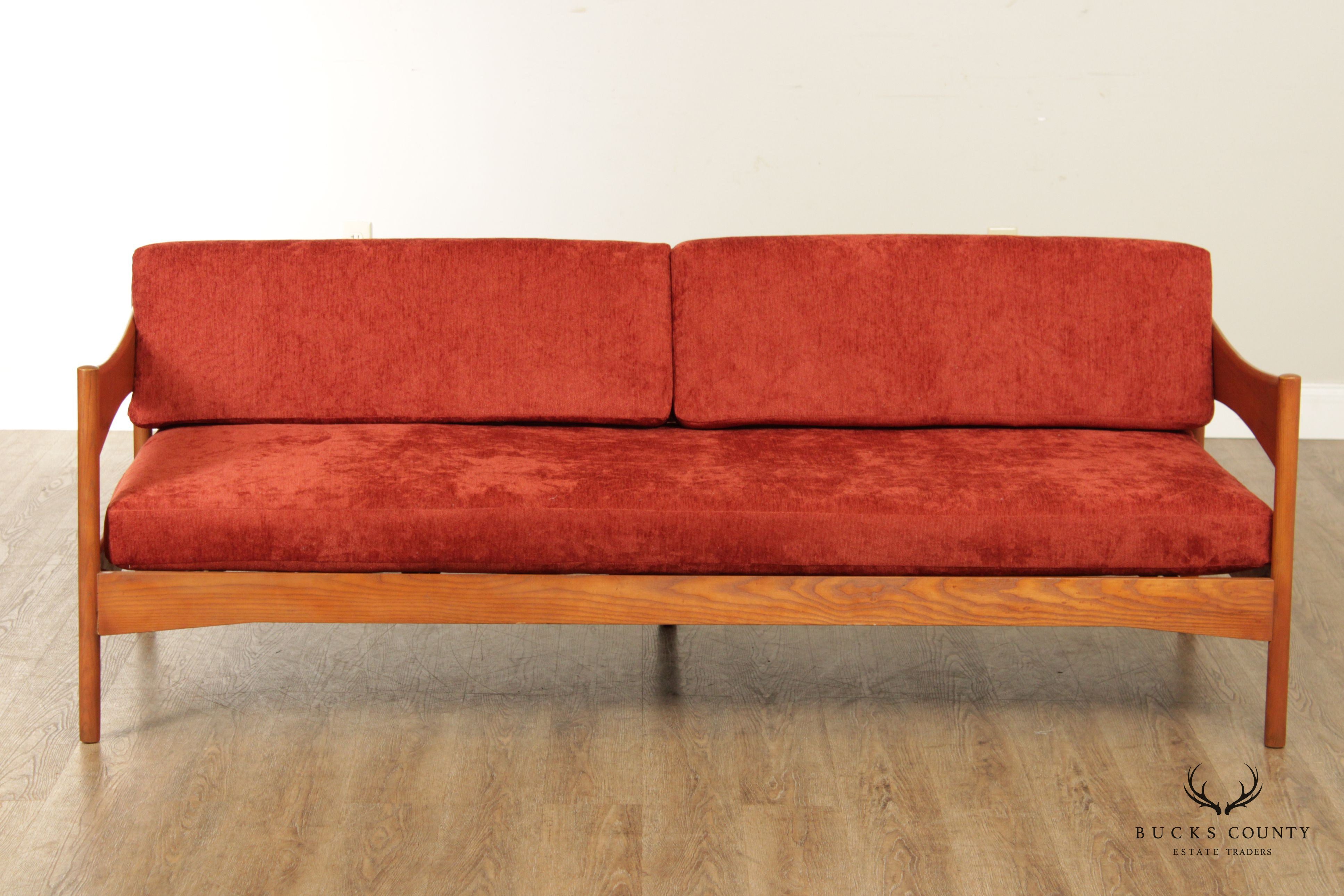 Mid Century Danish Modern Teak Frame Sofa