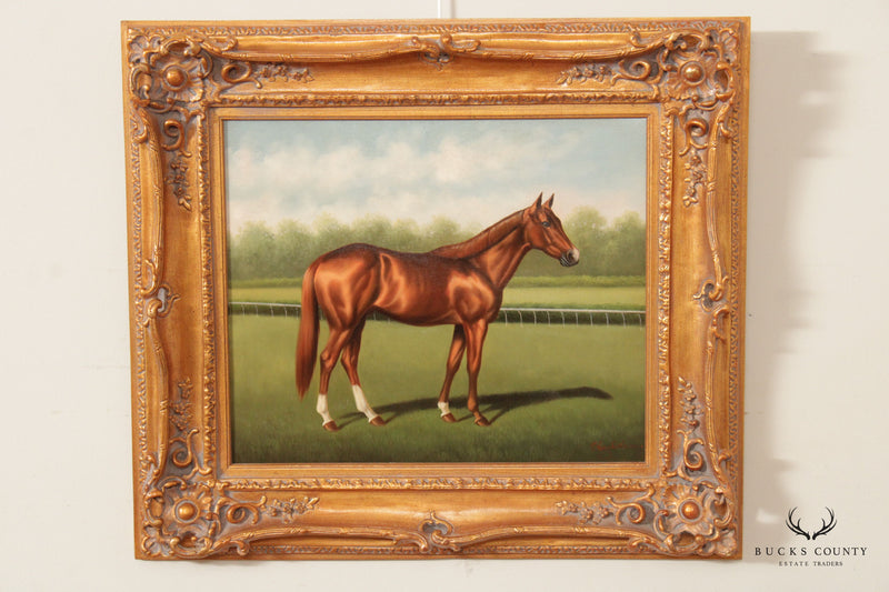 Equestrian Horse in Landscape Oil on Canvas, Signed 'P. English'