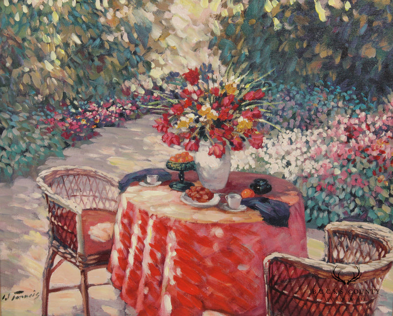 Vintage 'Garden Retreat' Original Oil Painting, Signed 'W. Francis'