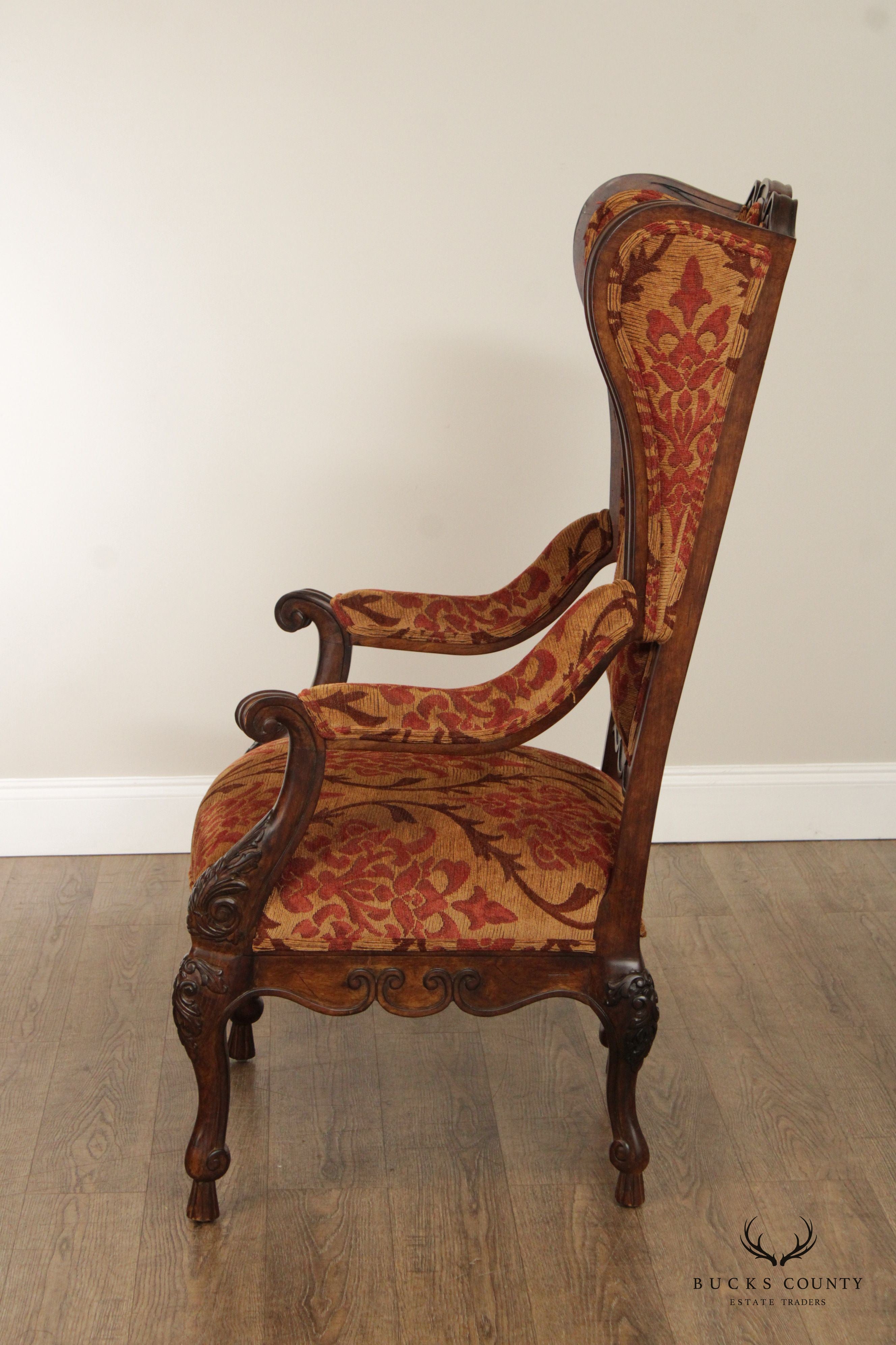 Century French Louis XV Provincial Style Wing Back Armchair