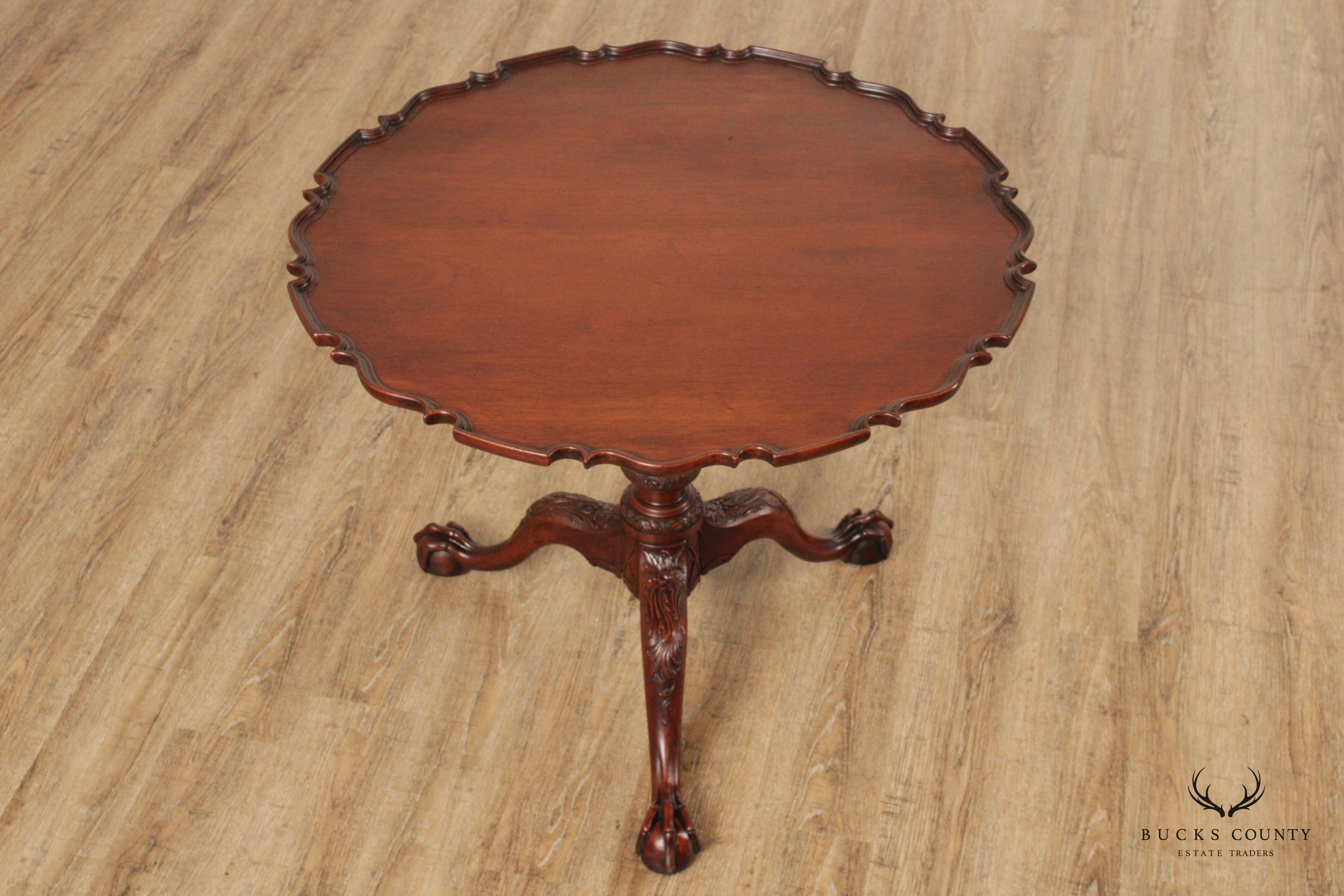 Chippendale Style Custom Mahogany Pie Crust Tilt-Top Table