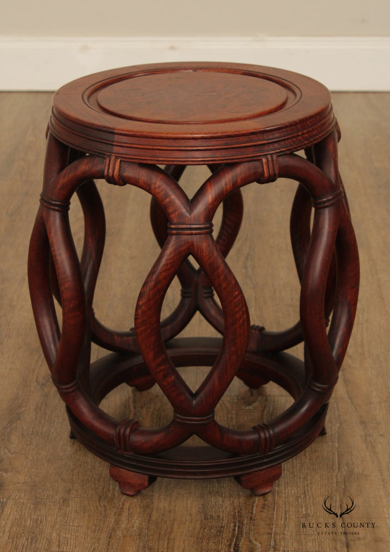 Vintage Chinese Barrel Form Rosewood Tabouret