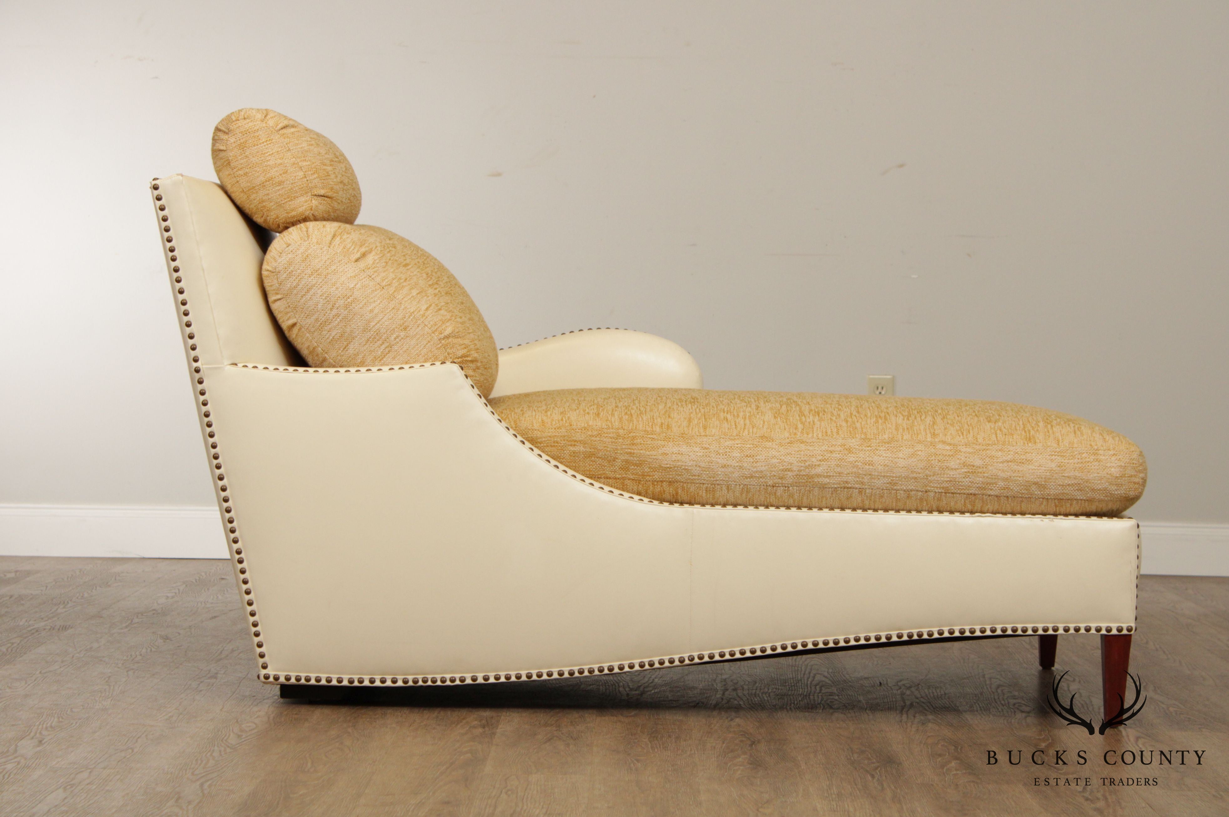 R Jones Dallas Custom Leather & Upholstered Chaise Lounge