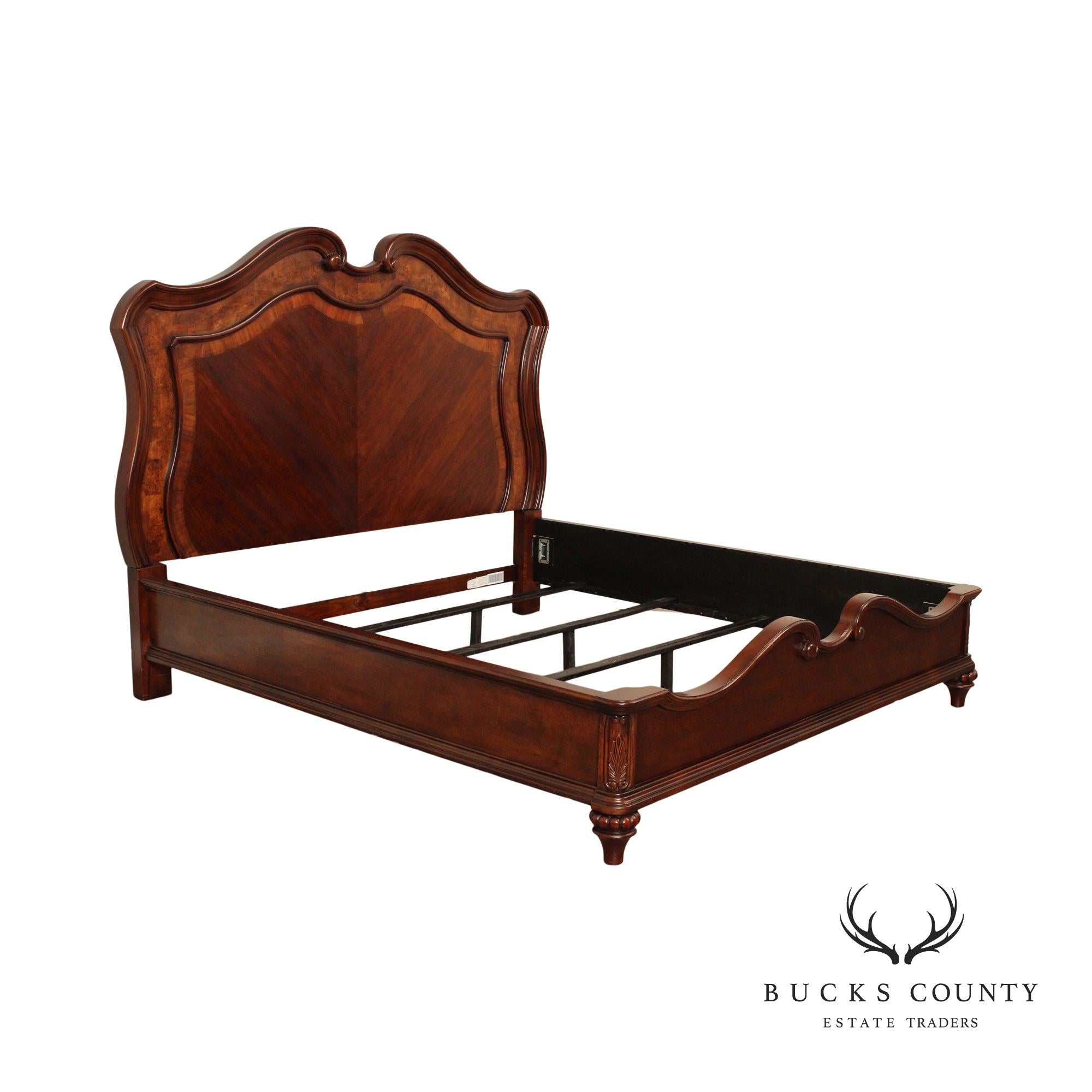 Italian Rococo Style Carved Cherry King Size Bed