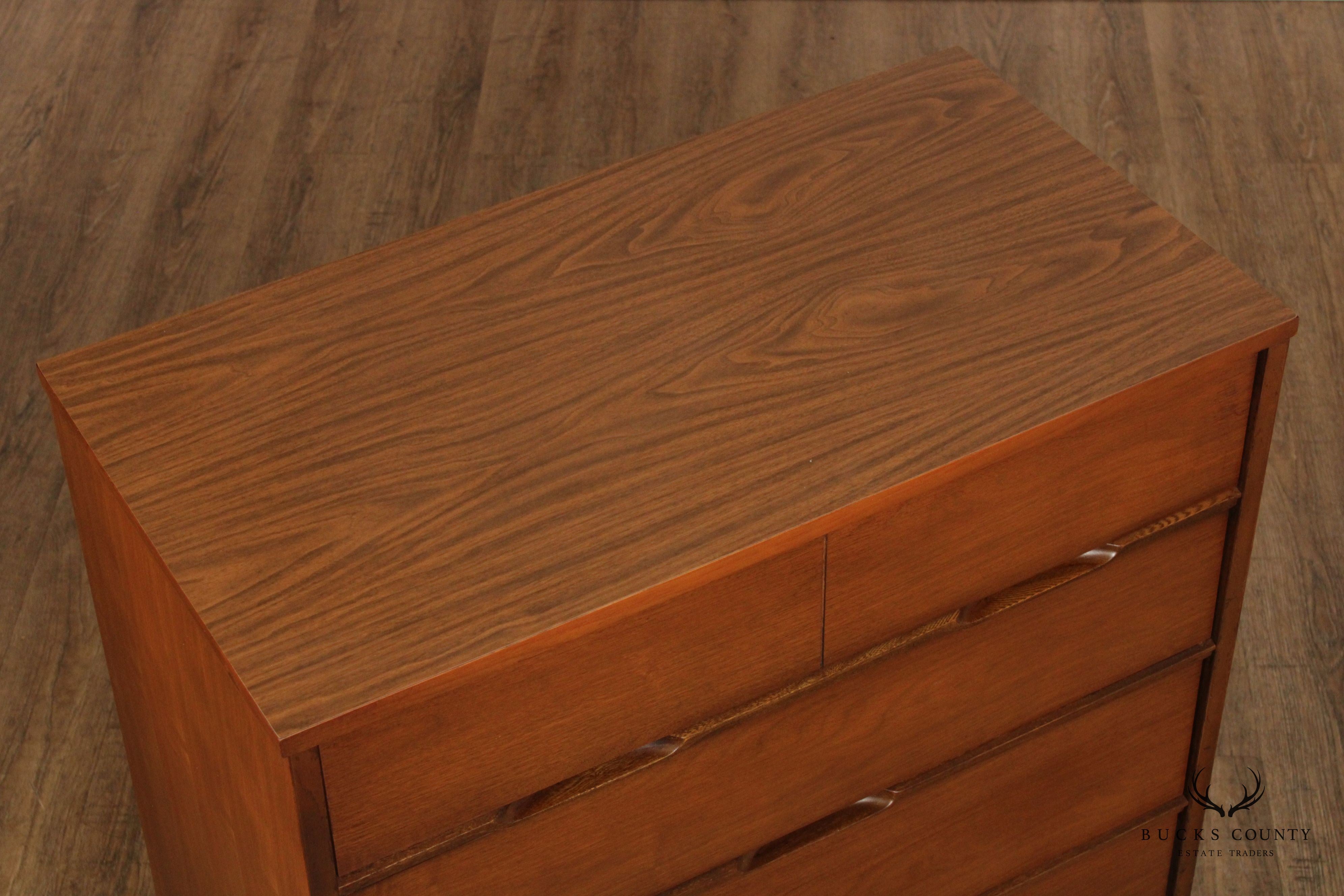 Mid Century Modern Walnut High Chest of Drawers