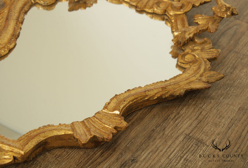 Vintage Giltwood Carved Italian Florentine Wall Mirror