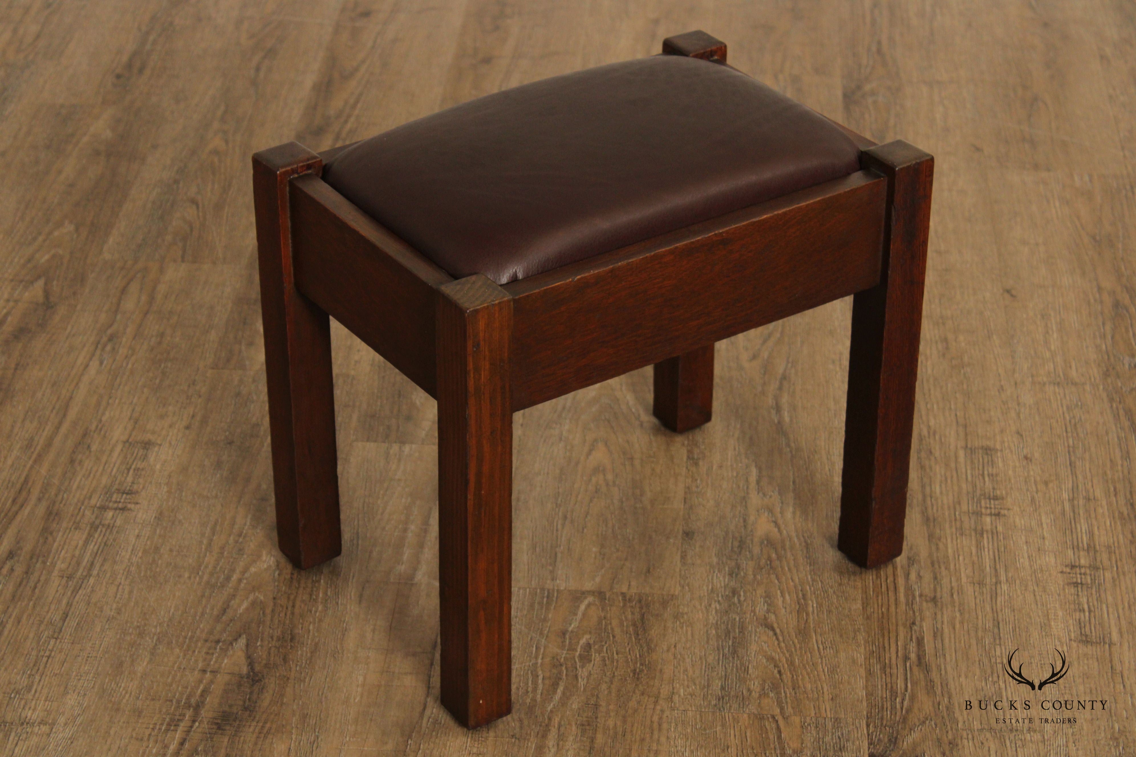 Stickley Brothers Mission Oak and Leather Footstool