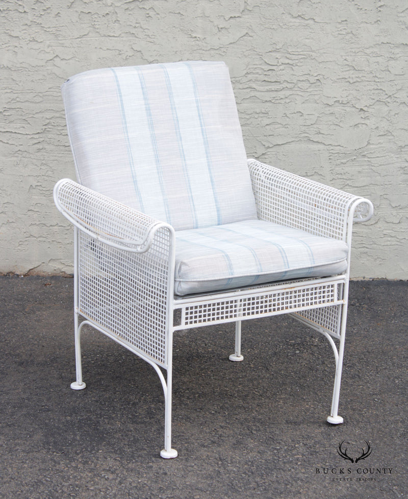 Woodard Mid Century Modern Pair Mesh Iron Outdoor Patio Chairs