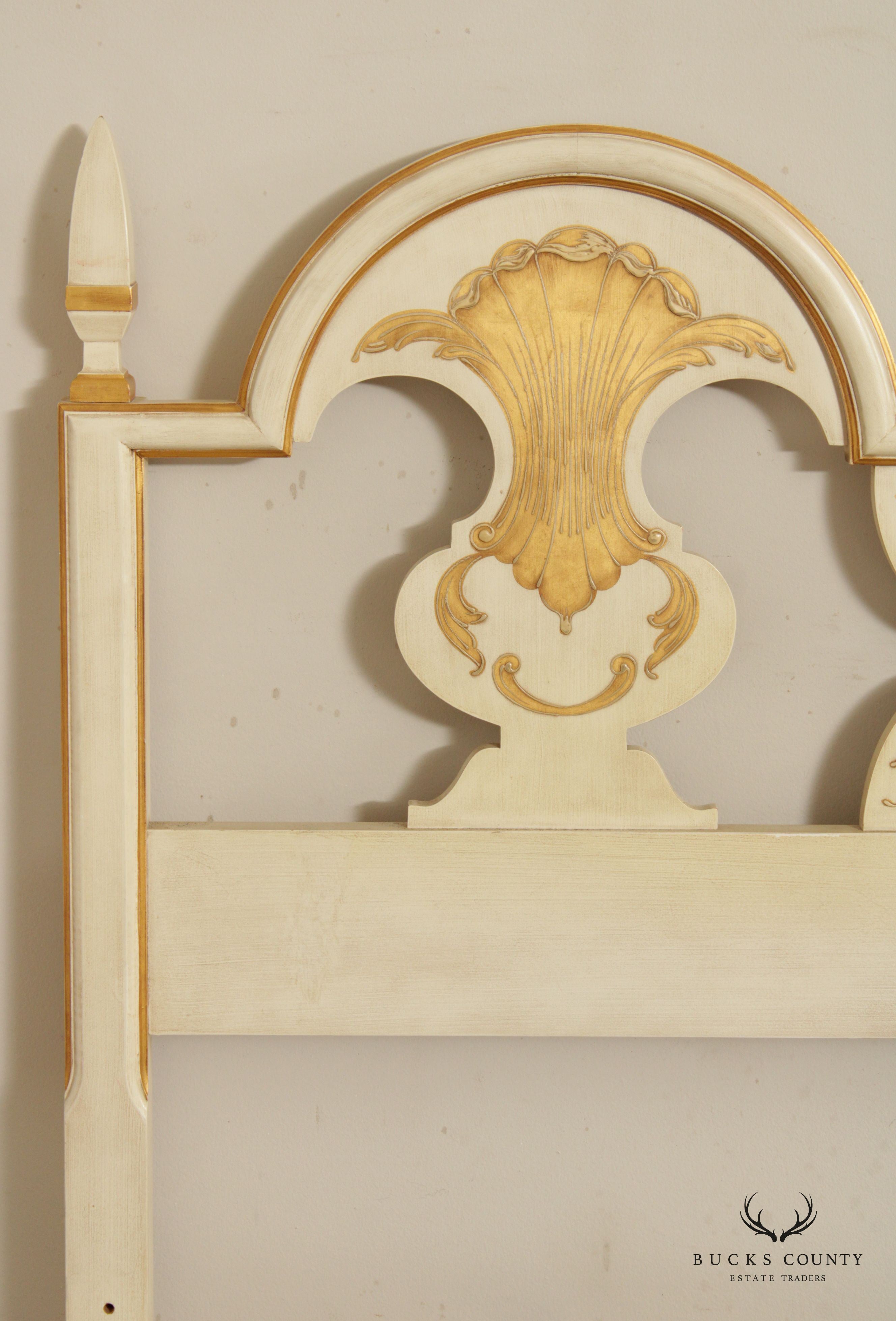 John Widdicomb Venetian Style Vintage Partial Gilt Painted King Size Headboard