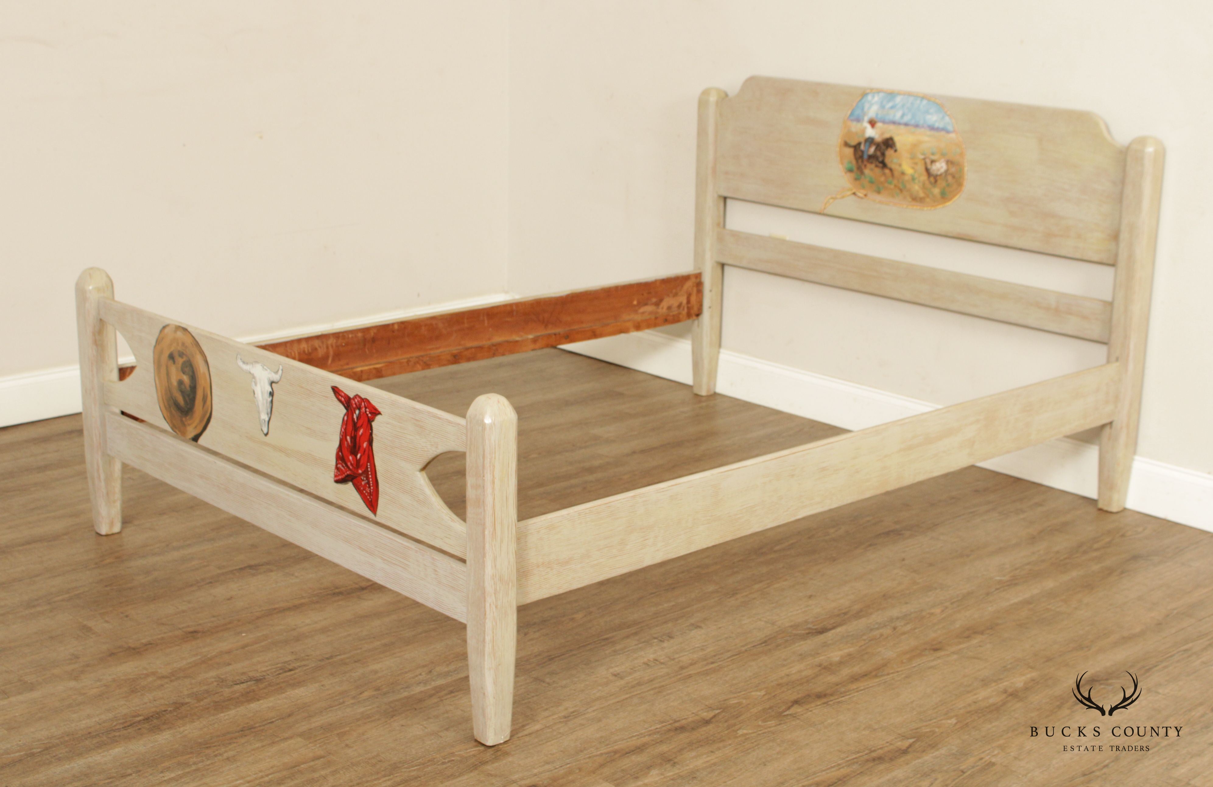 Western Style Custom Hand-Painted Full Size Bed Frame