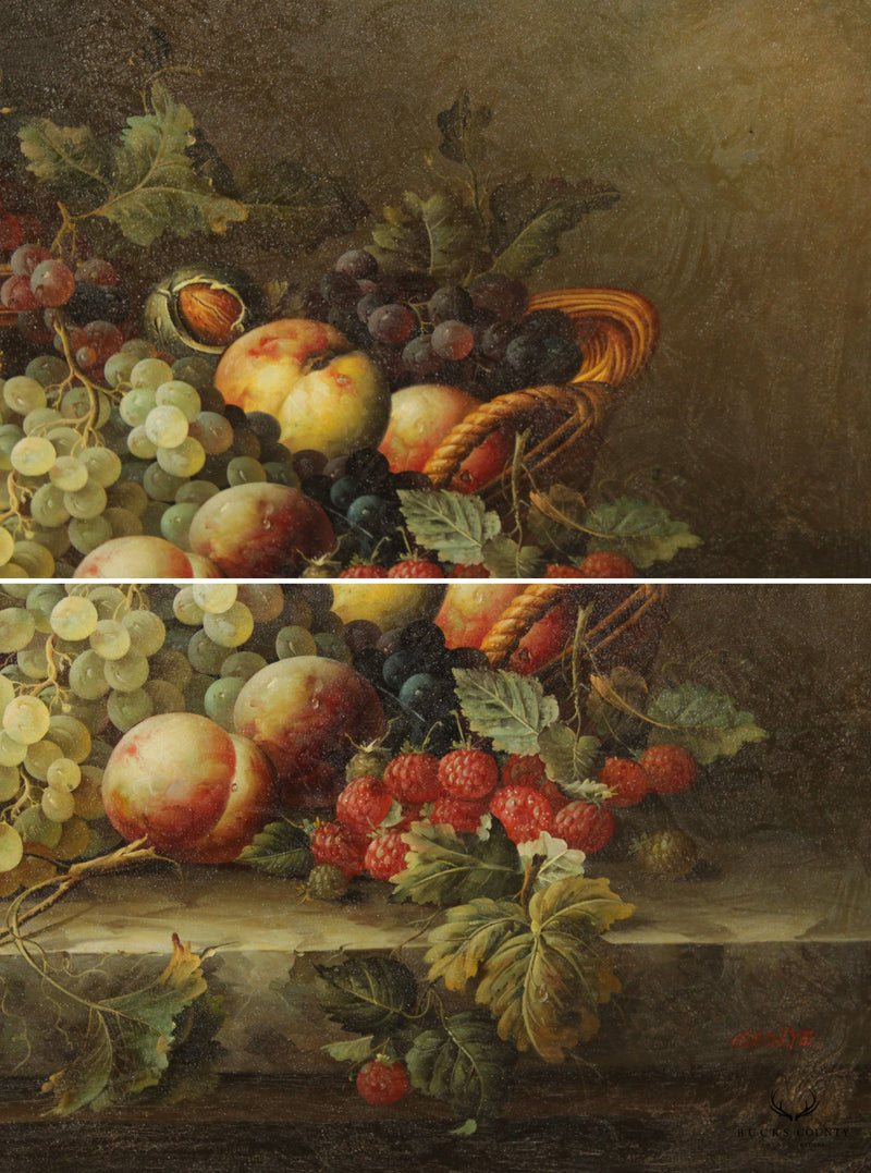 Vintage 20th C. Fruit Still Life Original Oil Painting, Signed