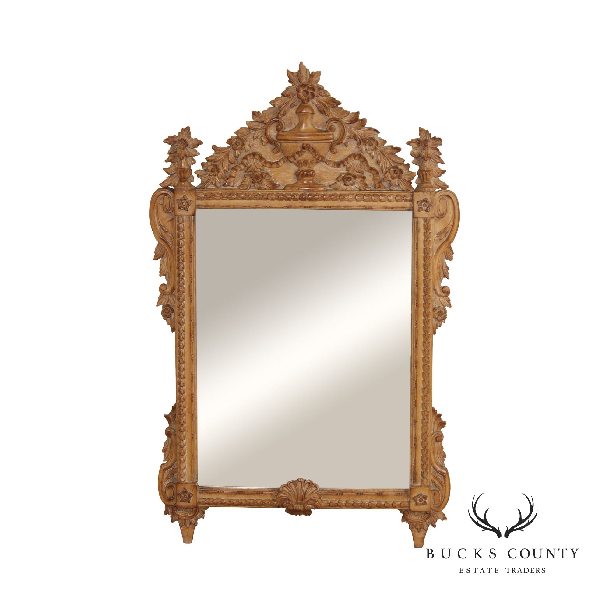 French Louis XVI Style Carved Wall Mirror