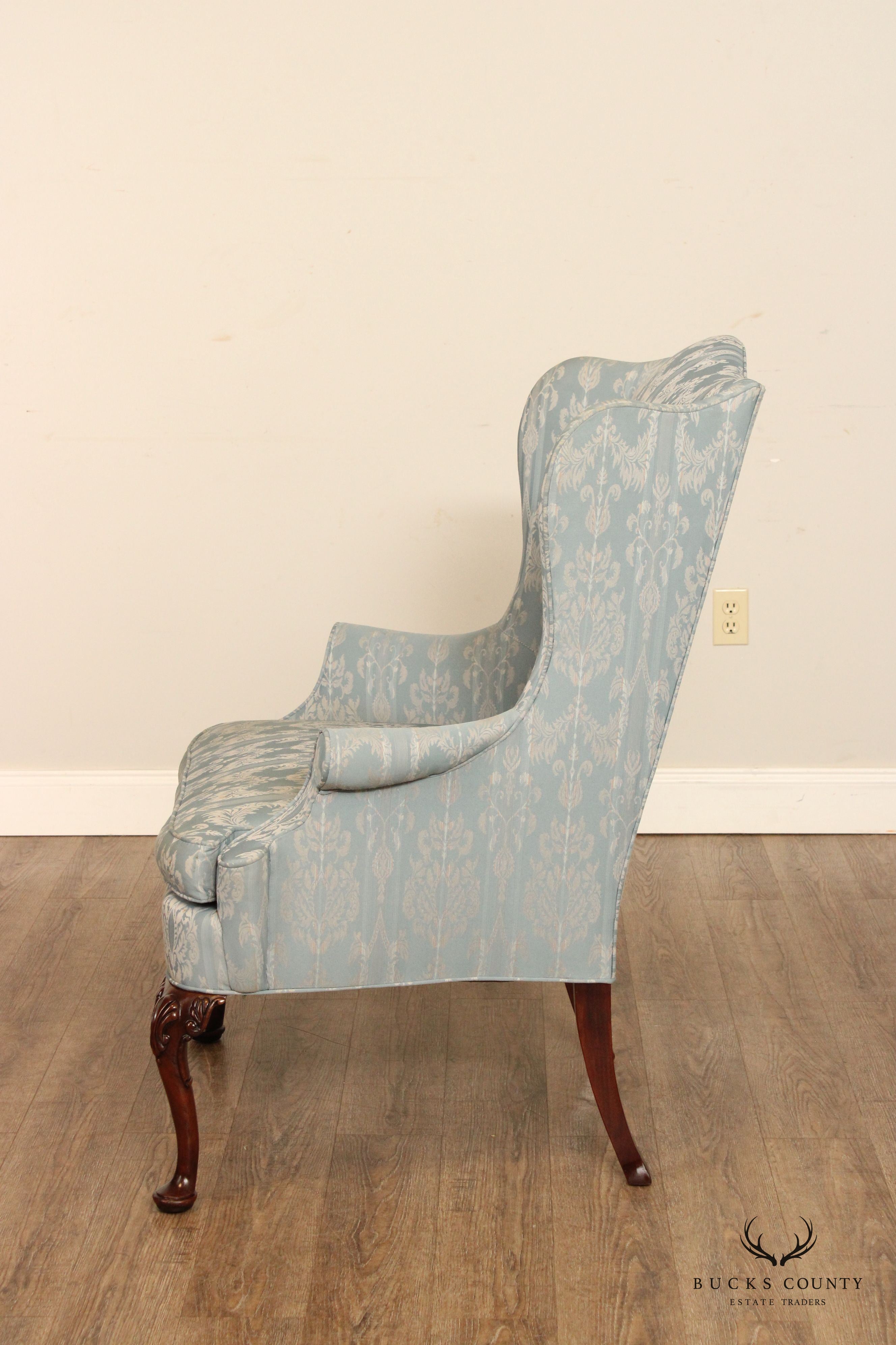 Hickory Chair Queen Anne Style Mahogany Wing Armchair