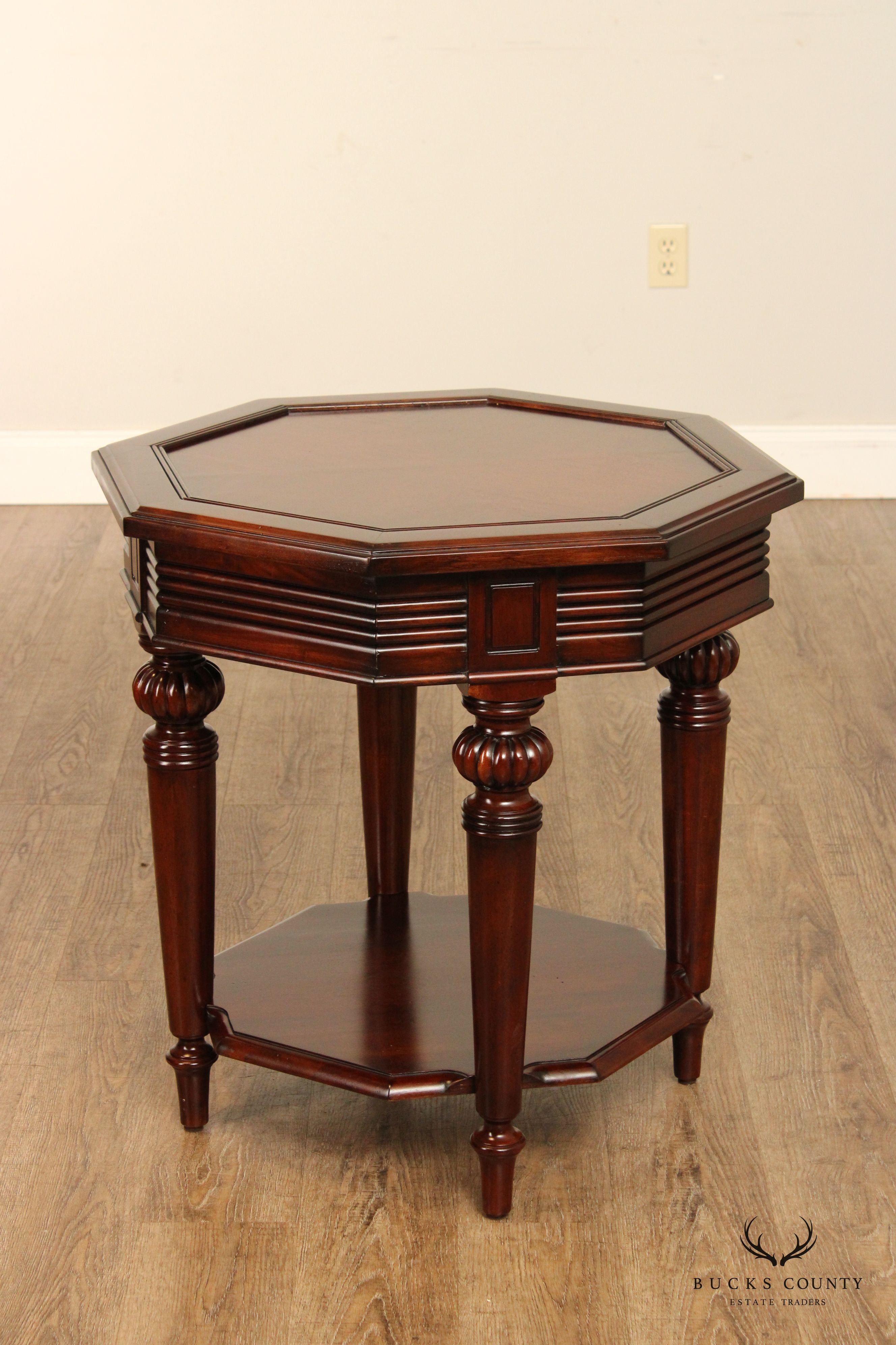 Regency Style Octagonal Two-Tier Mahogany Side Table