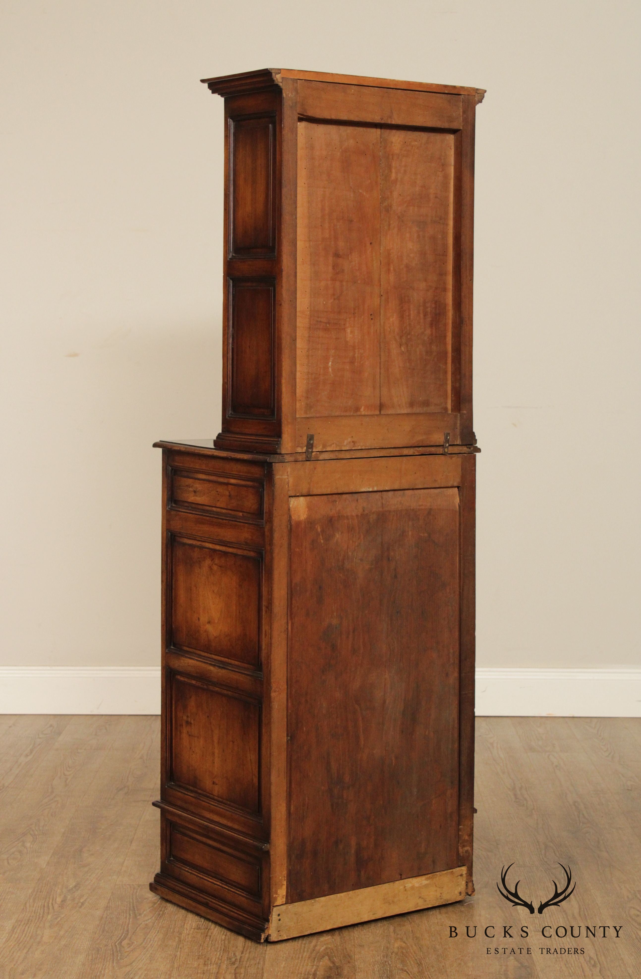 Antique English Pine Narrow Step Back Cabinet