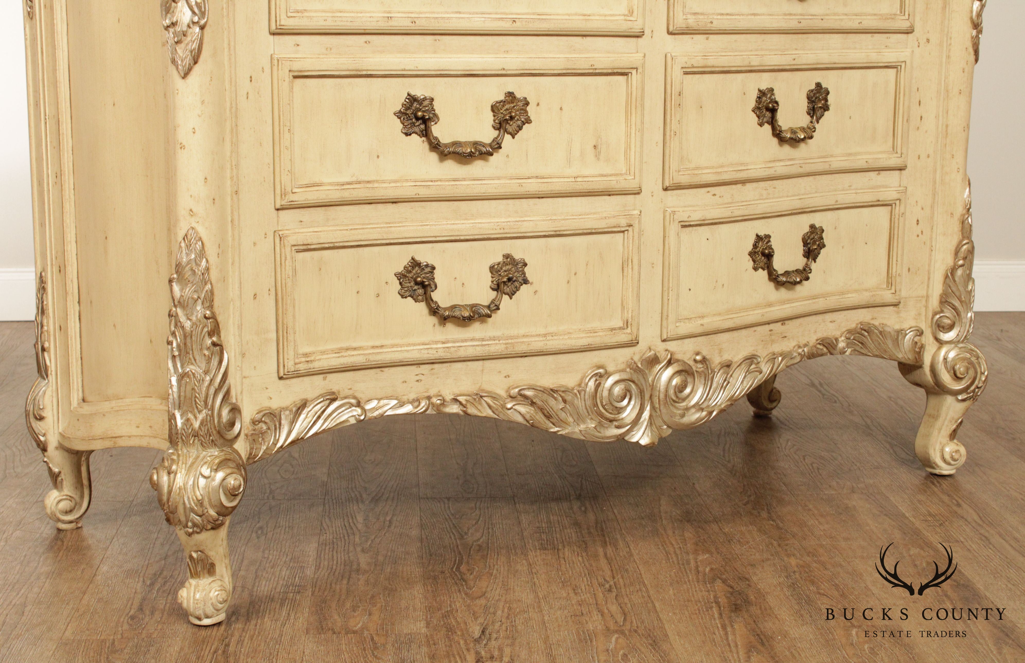 Jeffco French Louis XV Style Painted Serpentine Dresser