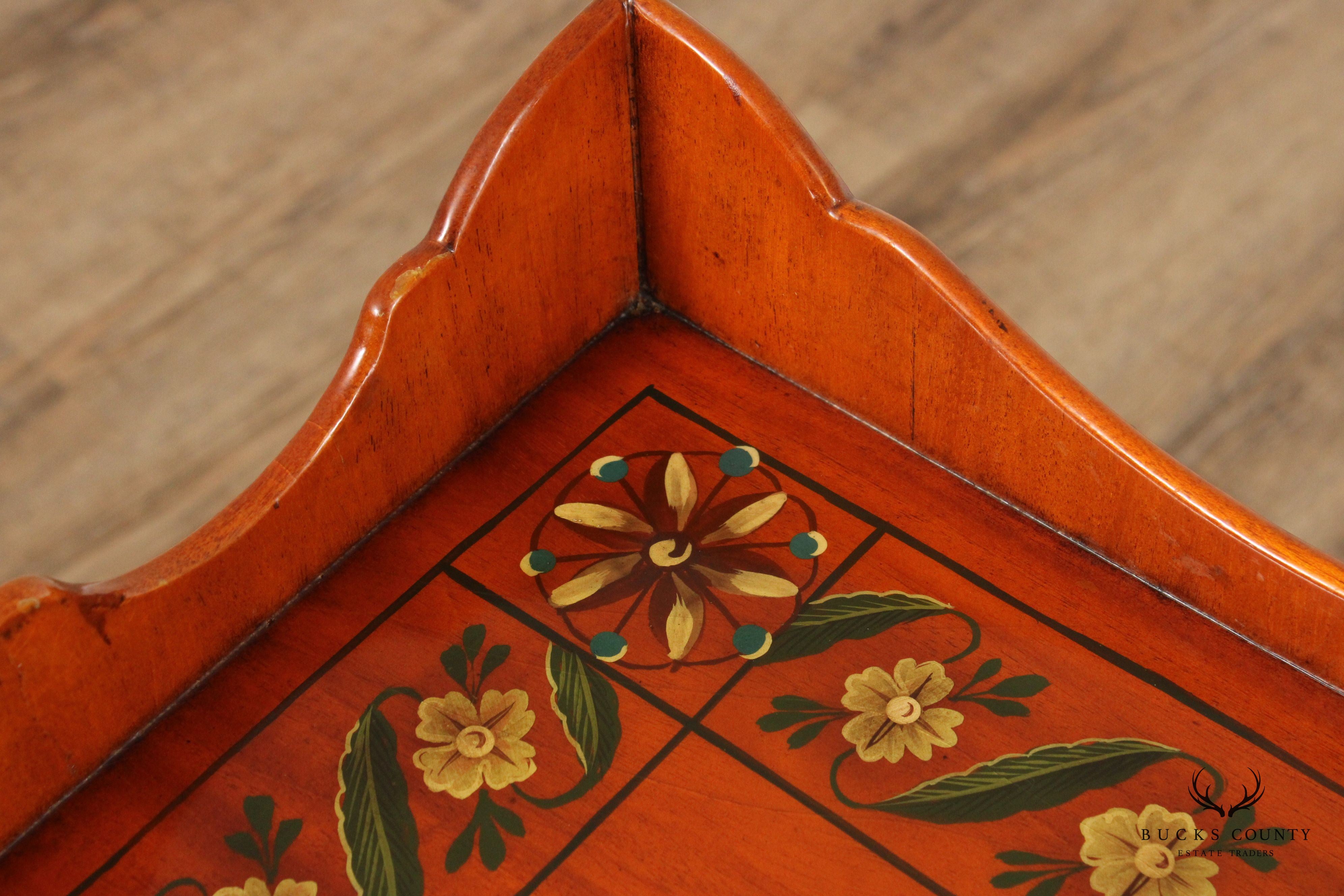 Edwardian Style Hand Painted Satinwood Tray Table