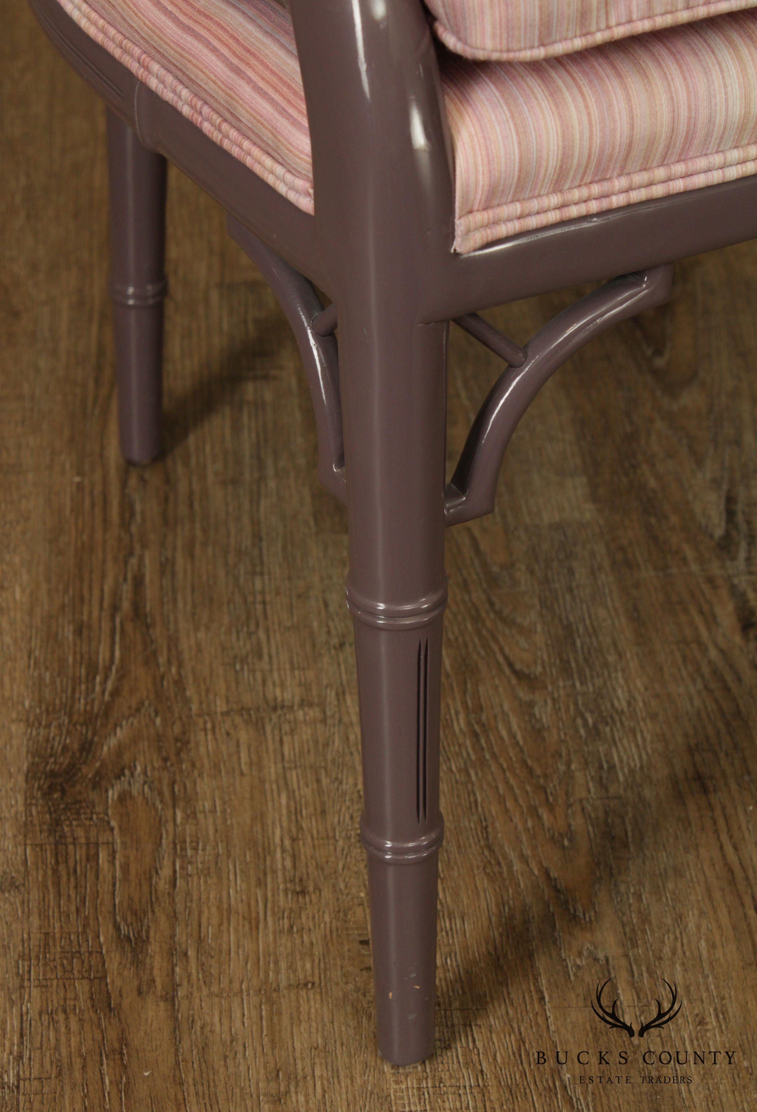 Century Furniture Faux Bamboo Mauve Lacquered Tub Chair