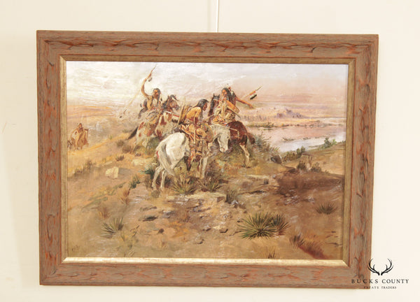 Charles M. Russell 'Indians Discovering Lewis and Clark' Embellished Print, Custom Framed