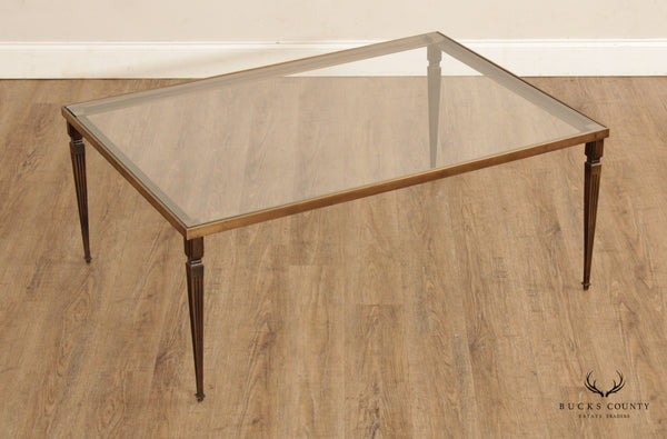 Quality French Directoire Style Brass and Glass Top Coffee Table